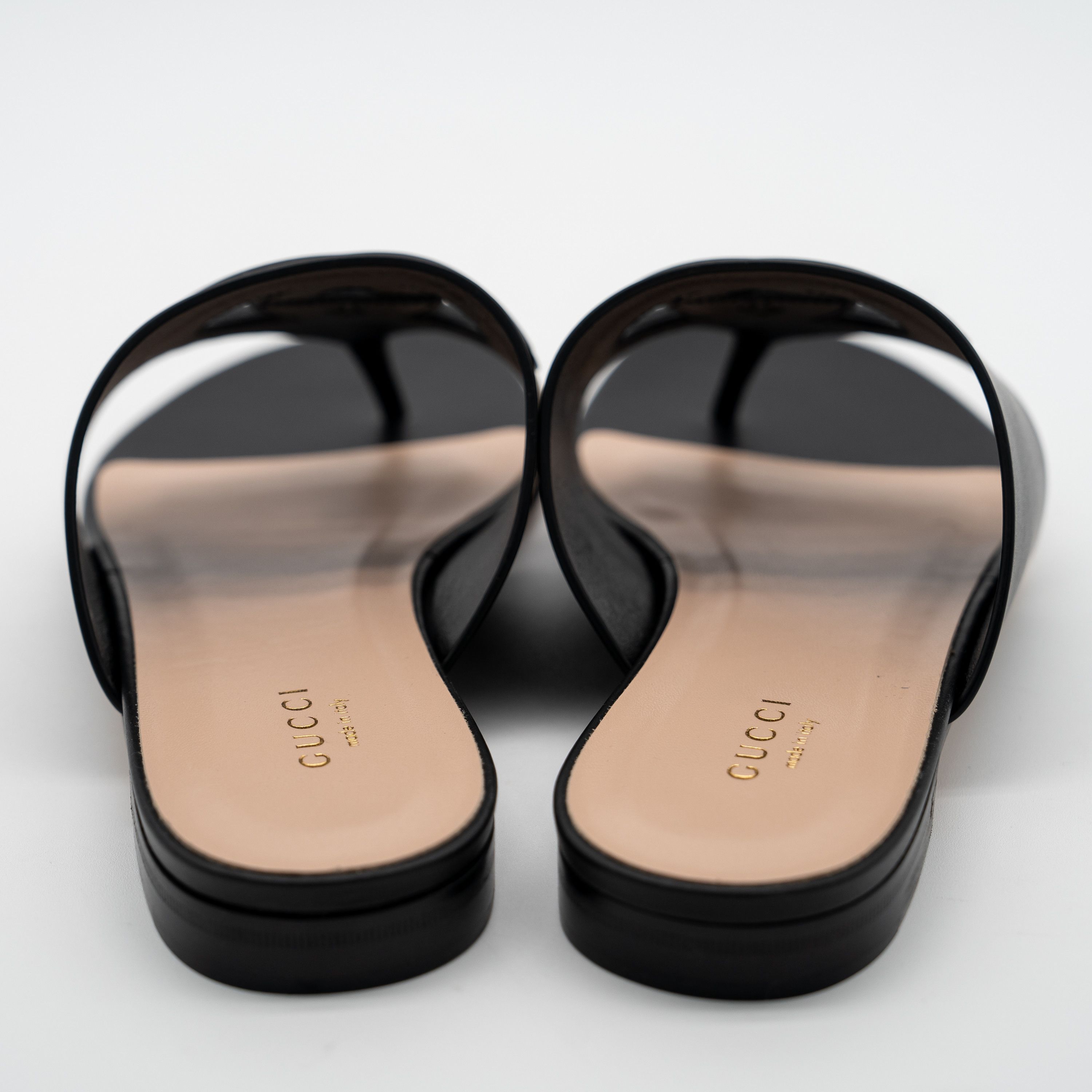 Gucci 39.5G Gucci Thong Sandals Black Cut Out GG Flats Leather Size US 9.5 / IT 39.5 - 5 Thumbnail