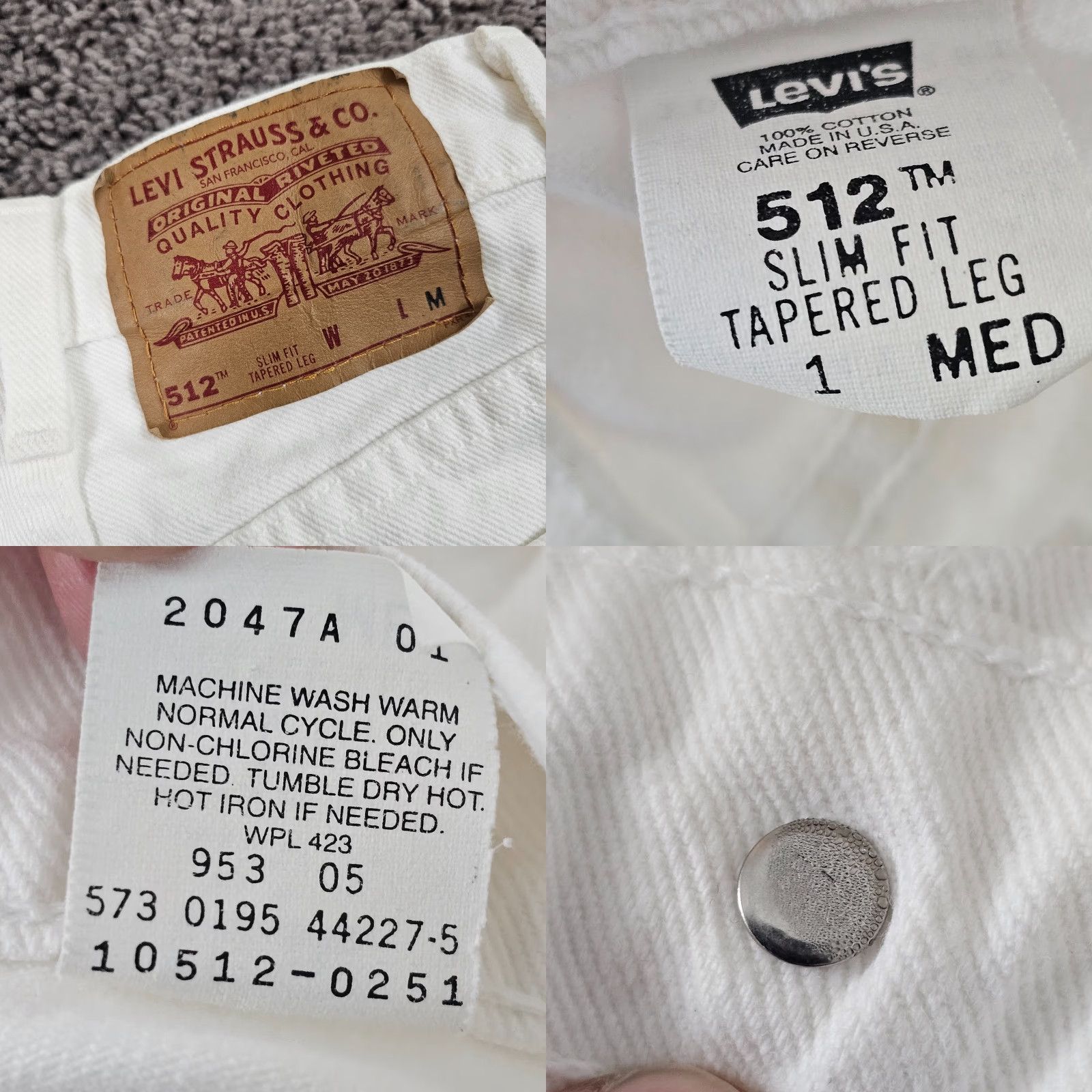 Levi's VINTAGE Levi's Jeans 512 Womens Slim White 1 High Rise Denim 21x26 USA Size 42" / US 20 - 9 Thumbnail