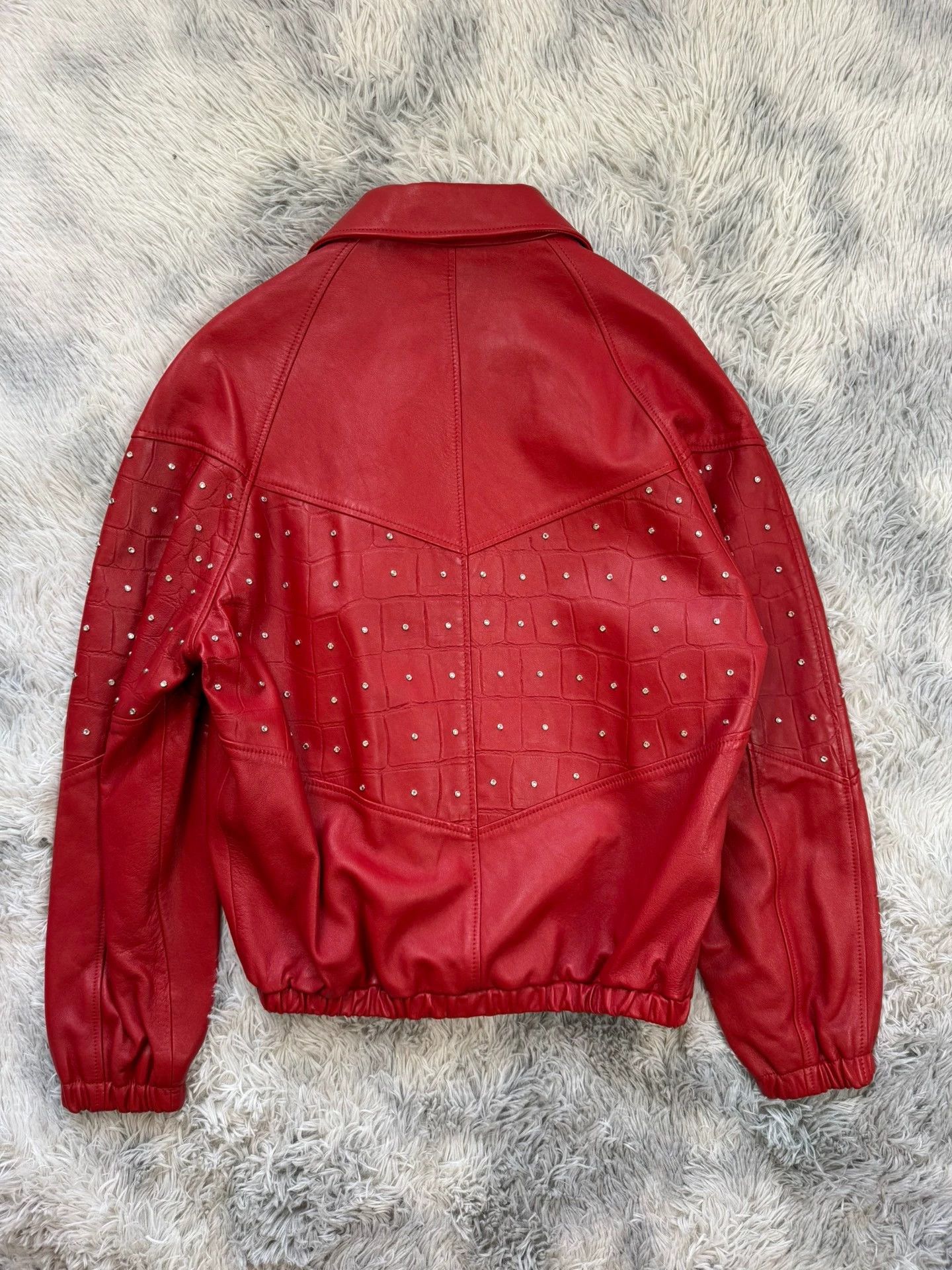 Celine Celine Red Rhinestone Leather Jacket Size US S / EU 44-46 / 1 - 2 Thumbnail