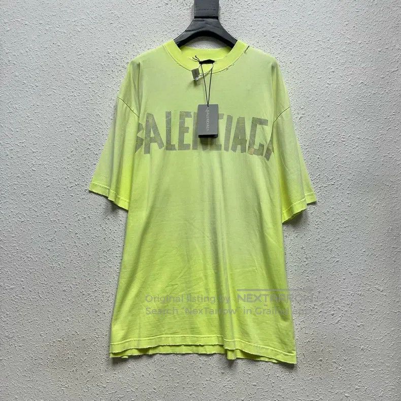 Balenciaga Balenciaga Neon Tape Logo Short Sleeve T-Shirt Size US M / EU 48-50 / 2 - 1 Thumbnail