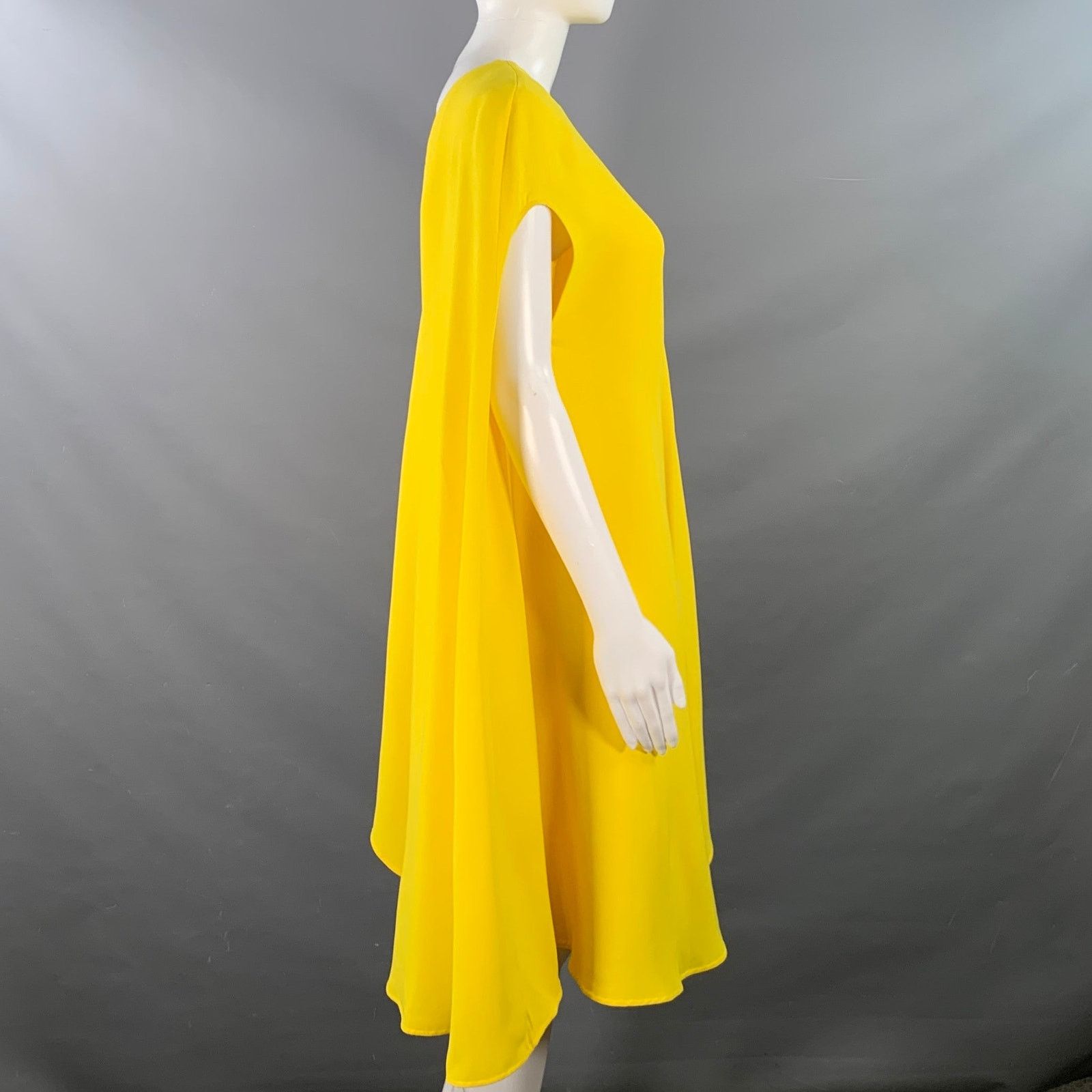 Calvin Klein 205W39NYC 205W39NYC Size 2 Yellow Silk Wool Layered Poncho Dress Size XS / US 0-2 / IT 36-38 - 2 Thumbnail