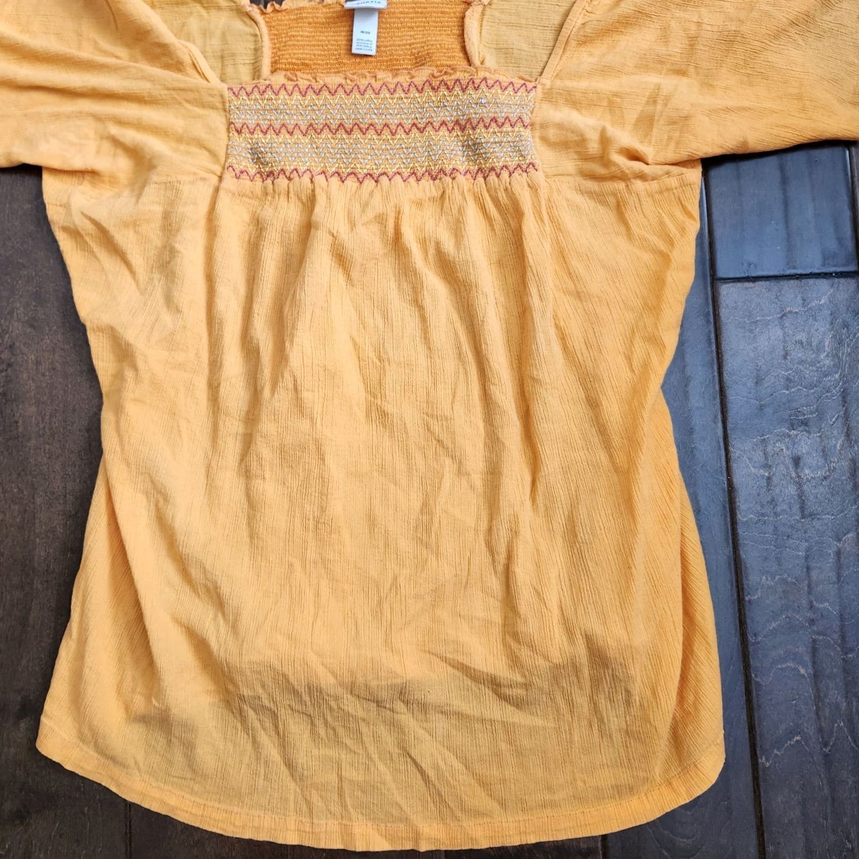 Vintage Venezia Womens Blouse Shirt 18/20 Orange 100% Cotton Square Neck Flared Sleeve Plus Size Relaxed Fit Size XXL / US 16-18 / IT 52-54 - 3 Thumbnail