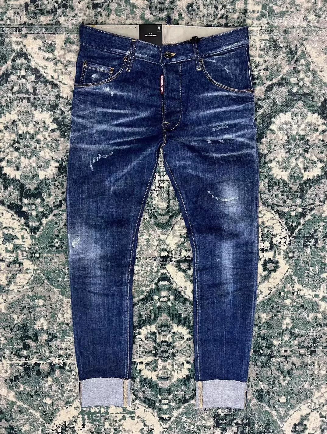 Dsquared2 Blue Distressed Denim Skater Pants