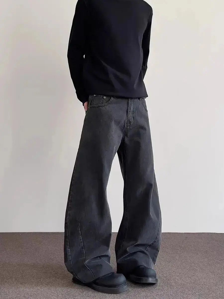 Japanese Brand High Street Aged Black And Grey Micro Flare Jeans Size US 32 / EU 48 - 3 Thumbnail