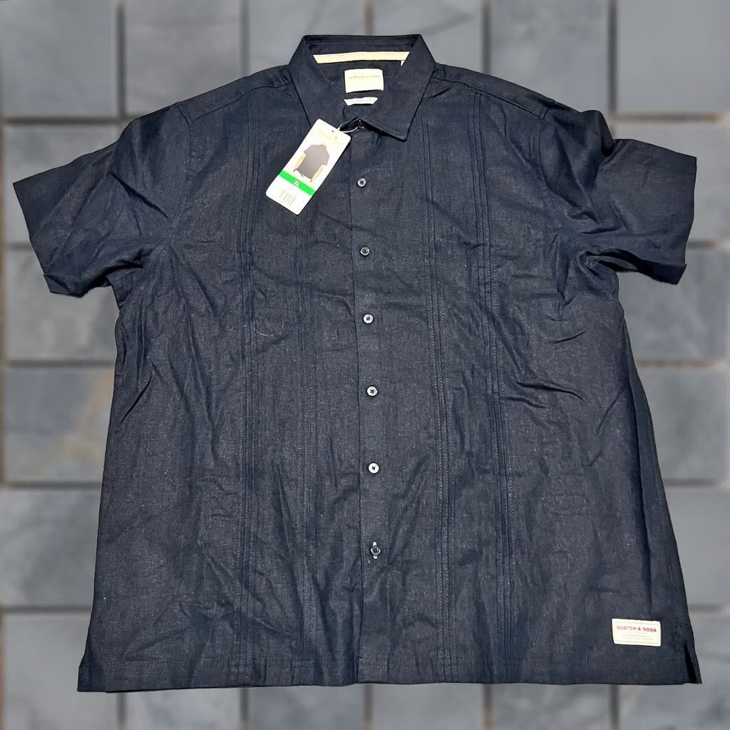 Scotch & Soda Scotch & Soda Shirt XL Blue Linen Blend Button Up Short Sleeve Woven Mens Size US XL / EU 56 / 4 - 1 Thumbnail