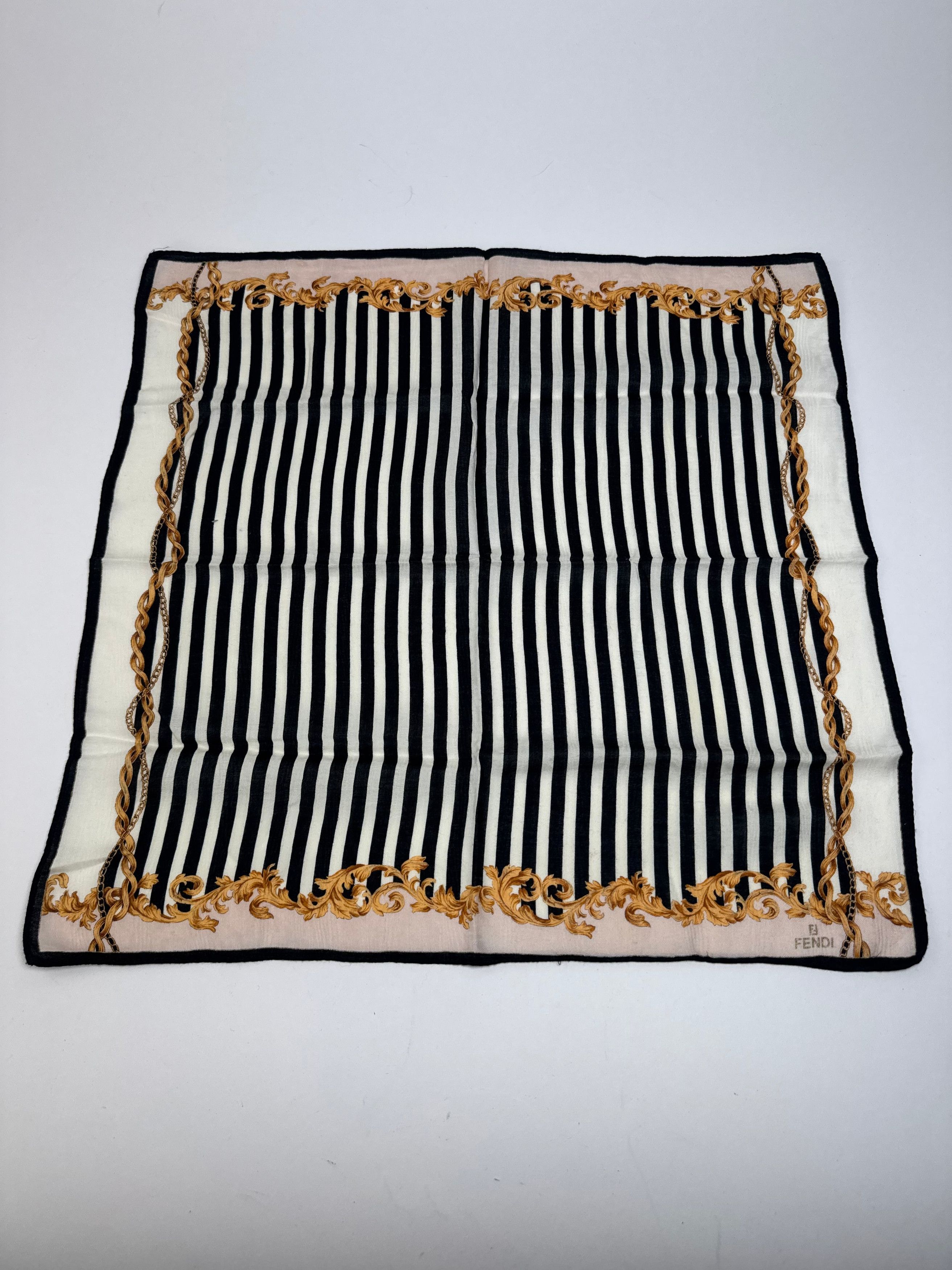 Fendi Vintage Striped Scarf Black White Gold Size ONE SIZE - 1 Thumbnail