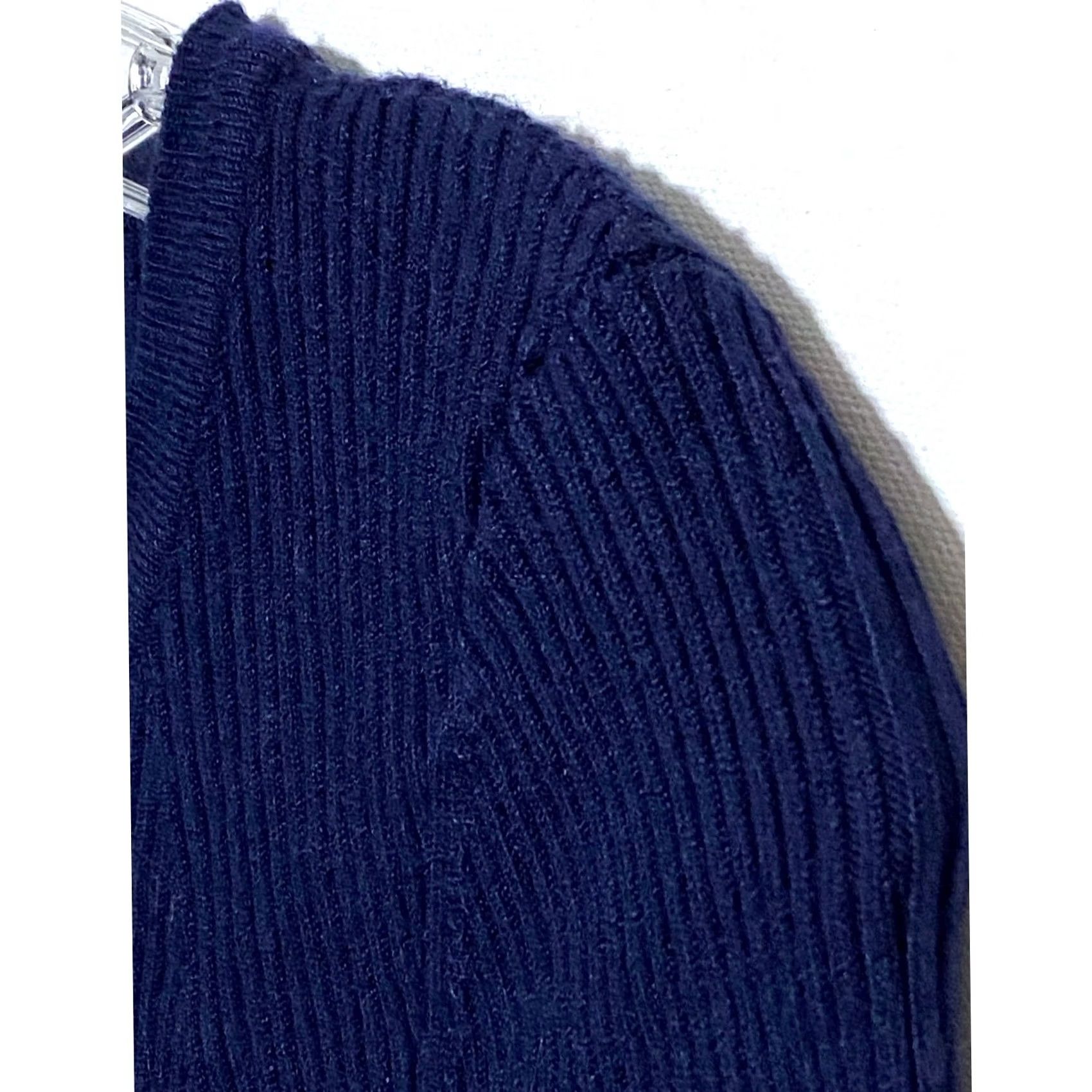 Vintage New York & Co Knit Top S Blue Navy Ribbed Career Casual Preppy Y2K Button Cuffs Size S / US 4 / IT 40 - 4 Thumbnail
