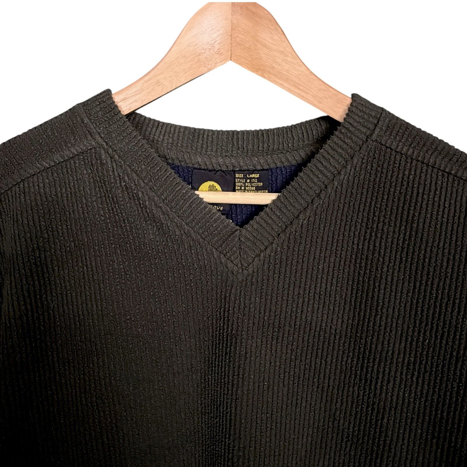 Body Glove Vintage 90s Body Glove Men's L Green Ribbed V-Neck Sweater Size US L / EU 52-54 / 3 - 4 Thumbnail