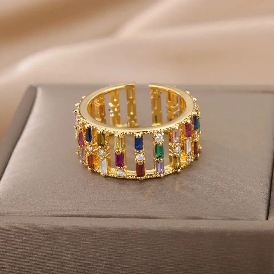 Japanese Brand Creative Rainbow Zircon Rings Size ONE SIZE - 4 Thumbnail