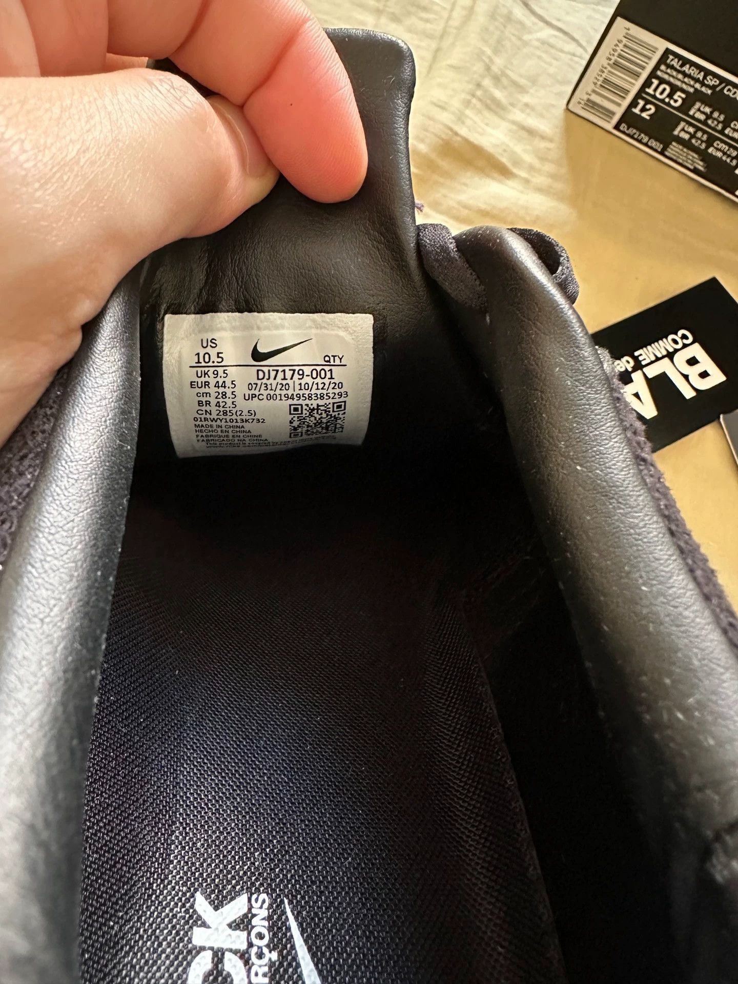 Nike CDG x Nike Zoom Talaria Low Unisex Black White Logo 44.5 Size US 10.5 / EU 43-44 - 7 Thumbnail