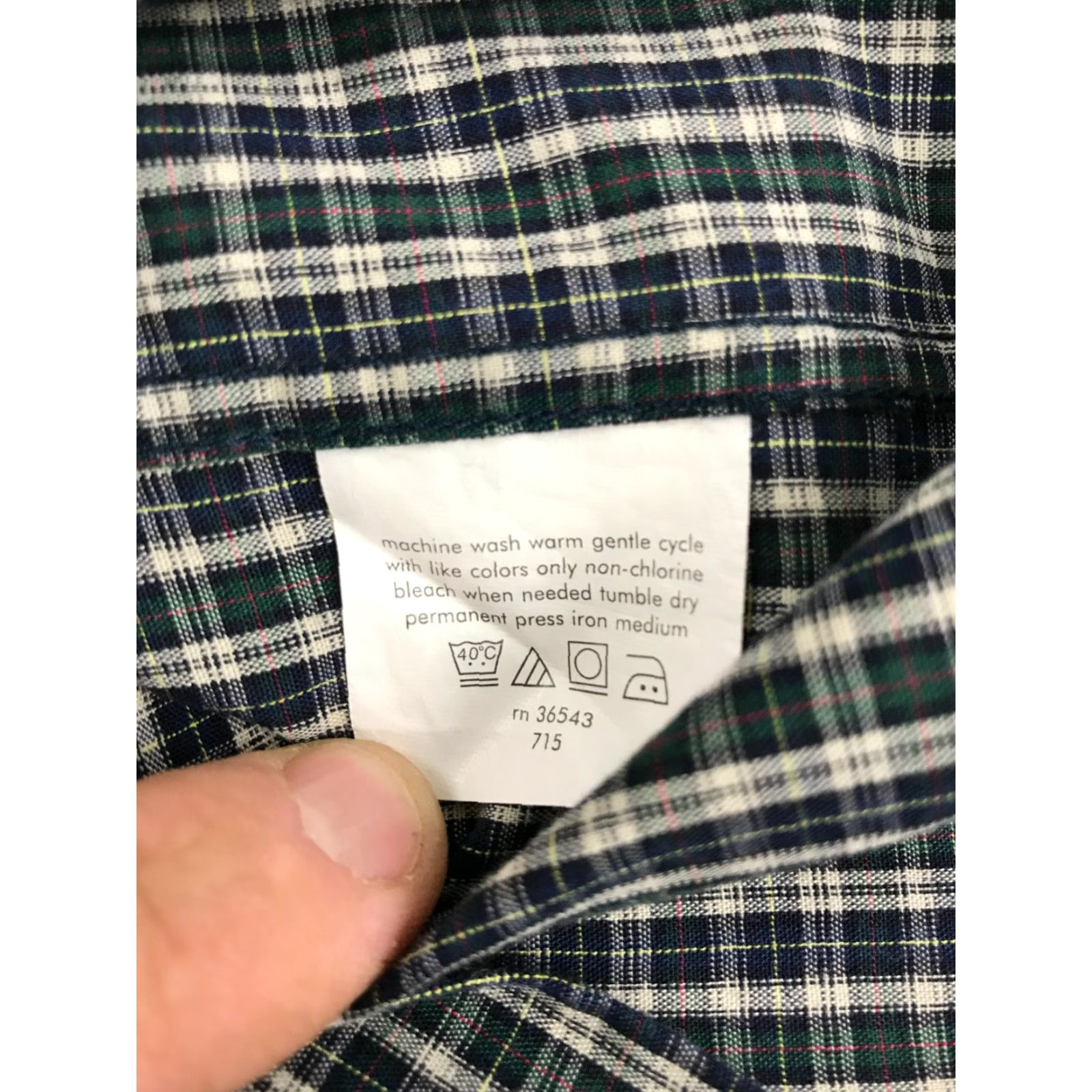 Chaps Chaps Shirt Men's Large 16-16.5 32/33 Green Navy Blue Button-Down Plaid Regular Size US L / EU 52-54 / 3 - 6 Thumbnail