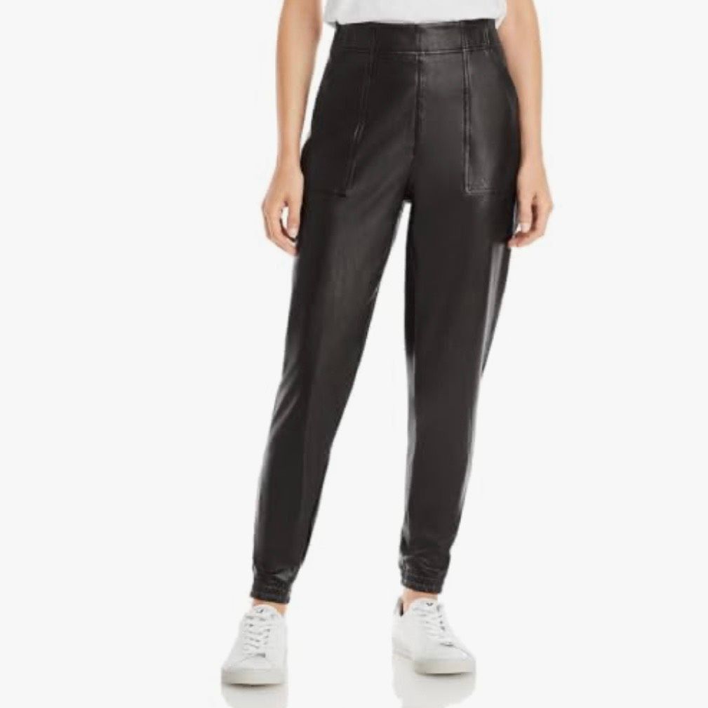 Spanx SPANX Black Faux Leather Joggers Lined Slimming Pants Women’s Small Size 27" / US 4 / IT 40 - 1 Thumbnail