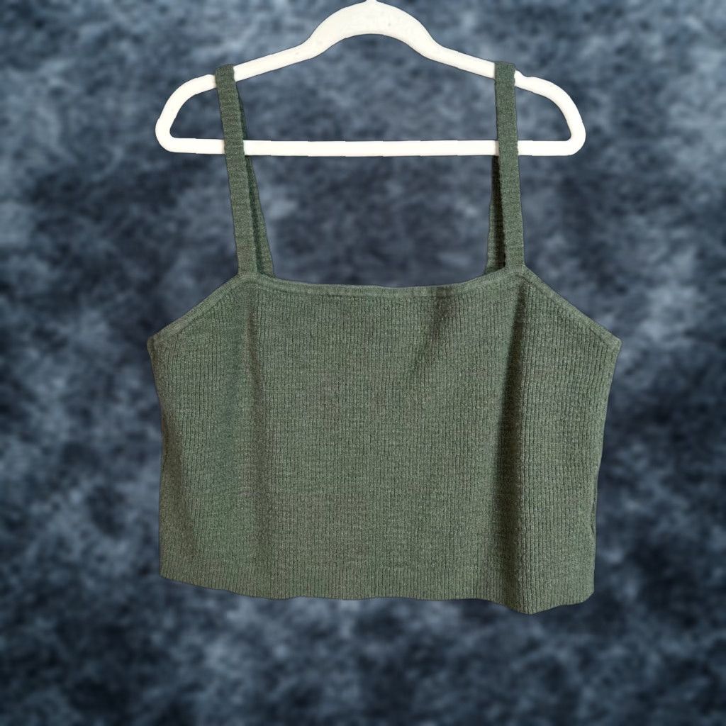 Madewell Madewell Womens XL Green Knit Tank Top Cotton Blend Cropped Sleeveless Casual Size XL / US 12-14 / IT 48-50 - 1 Thumbnail