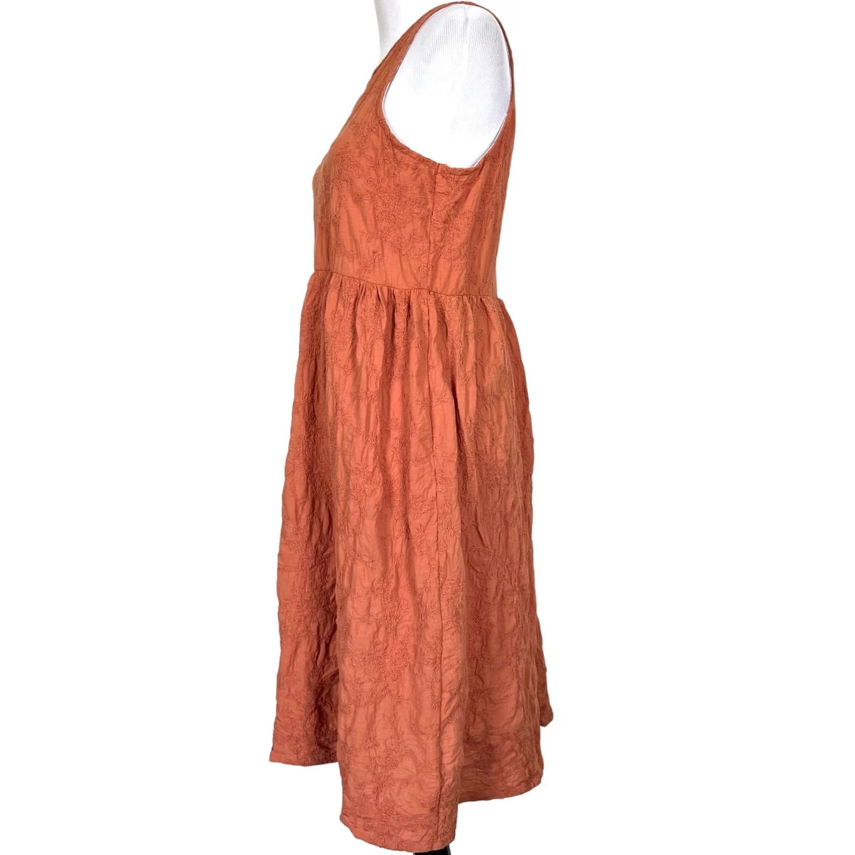 Vintage VINTAGE Cracker Barrel 100% Cotton Women’s Dress Orange Embroidered Sleeveless Midi Bohemian S Womens Size S / US 4 / IT 40 - 4 Thumbnail