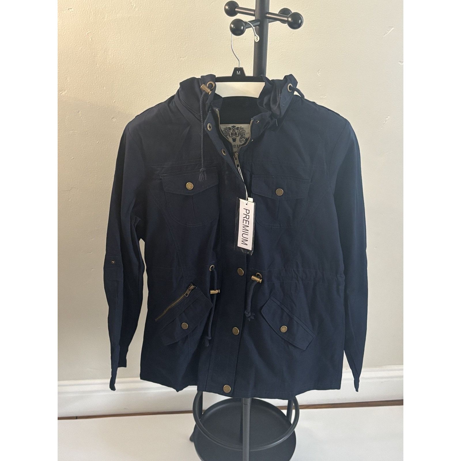 Lock & Co Hatters Lock and Love Anorak Detachable Hood L Army Jacket Blue NWT Size L / US 10 / IT 46 - 1 Thumbnail