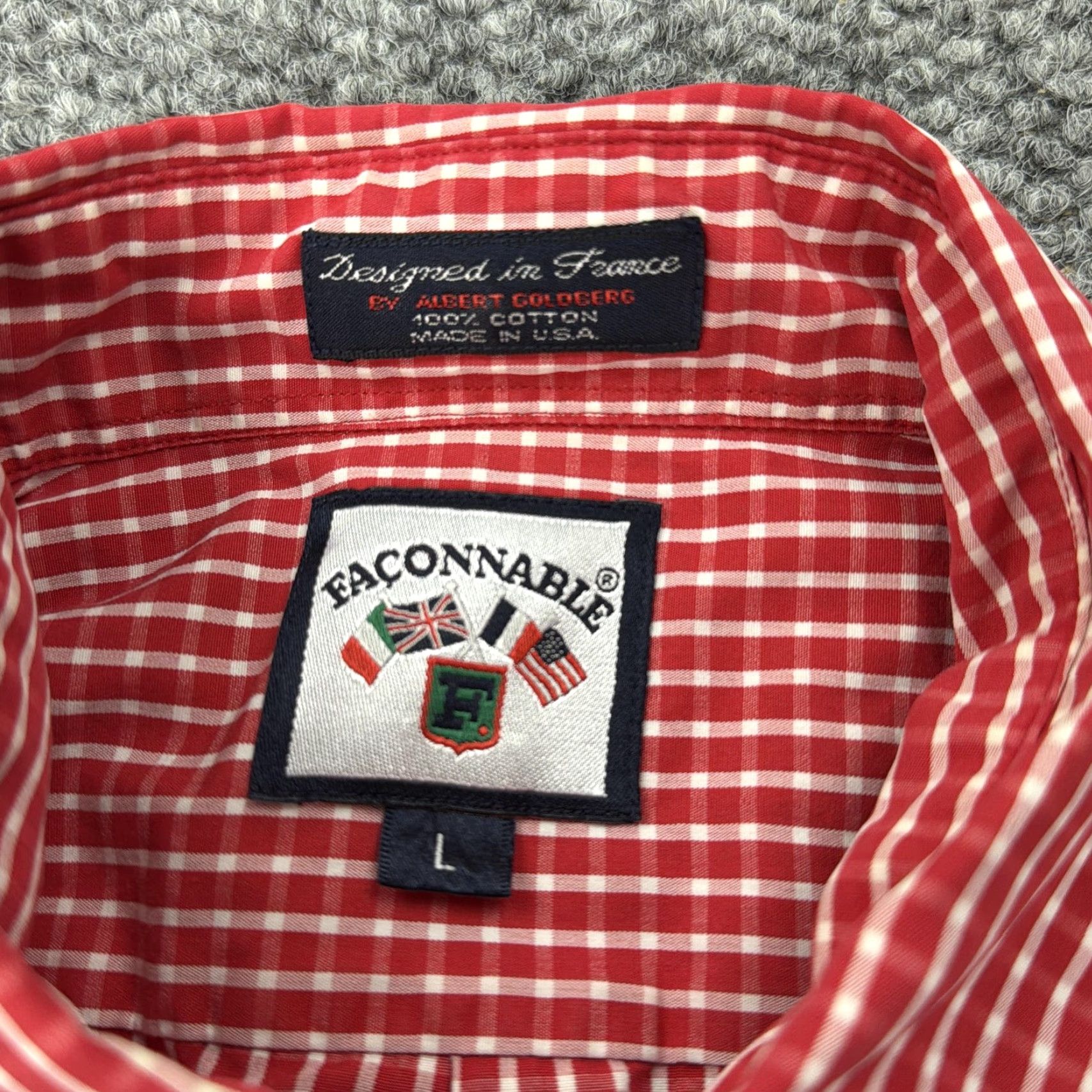 Faconnable VINTAGE Faconnable Shirt Mens L Red White Gingham Check Button-Down USA 90s Mens Size US L / EU 52-54 / 3 - 5 Thumbnail