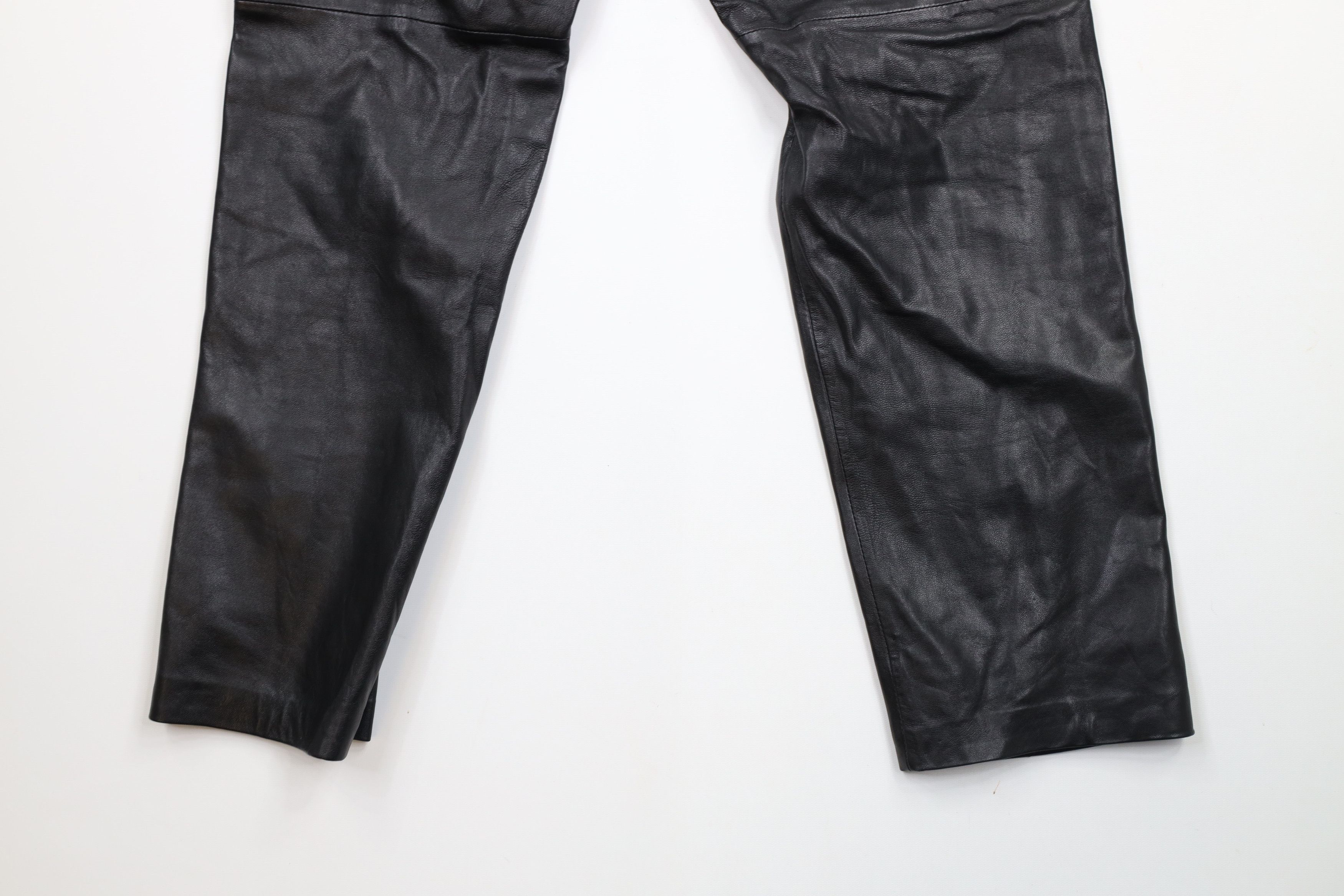Vintage Vintage 90s Streetwear Faded Leather Motorcycle Pants Black Size 36" / US 14 / IT 50 - 12 Thumbnail
