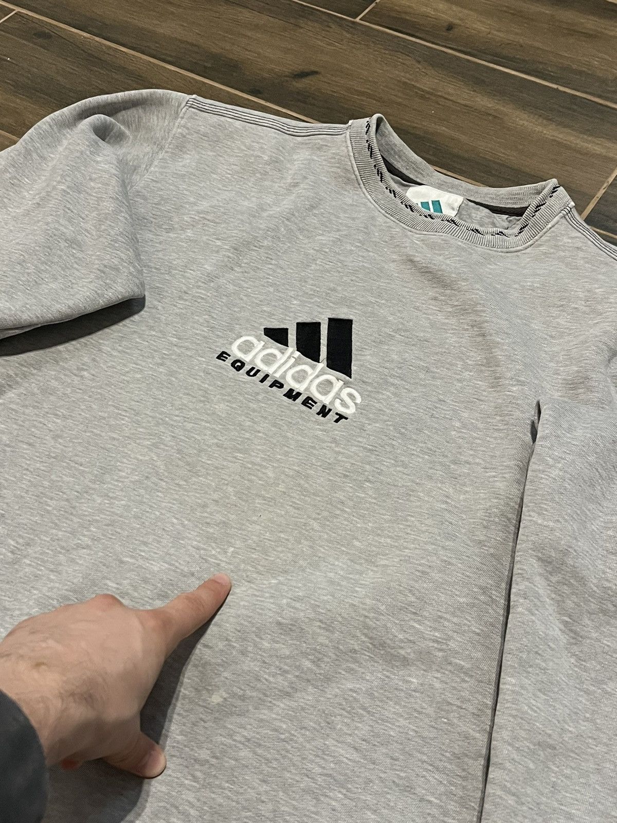 Adidas × Vintage 90s Vintage Adidas Equipment Grey Baggy Crewneck Sweatshirt Size US S / EU 44-46 / 1 - 3 Thumbnail