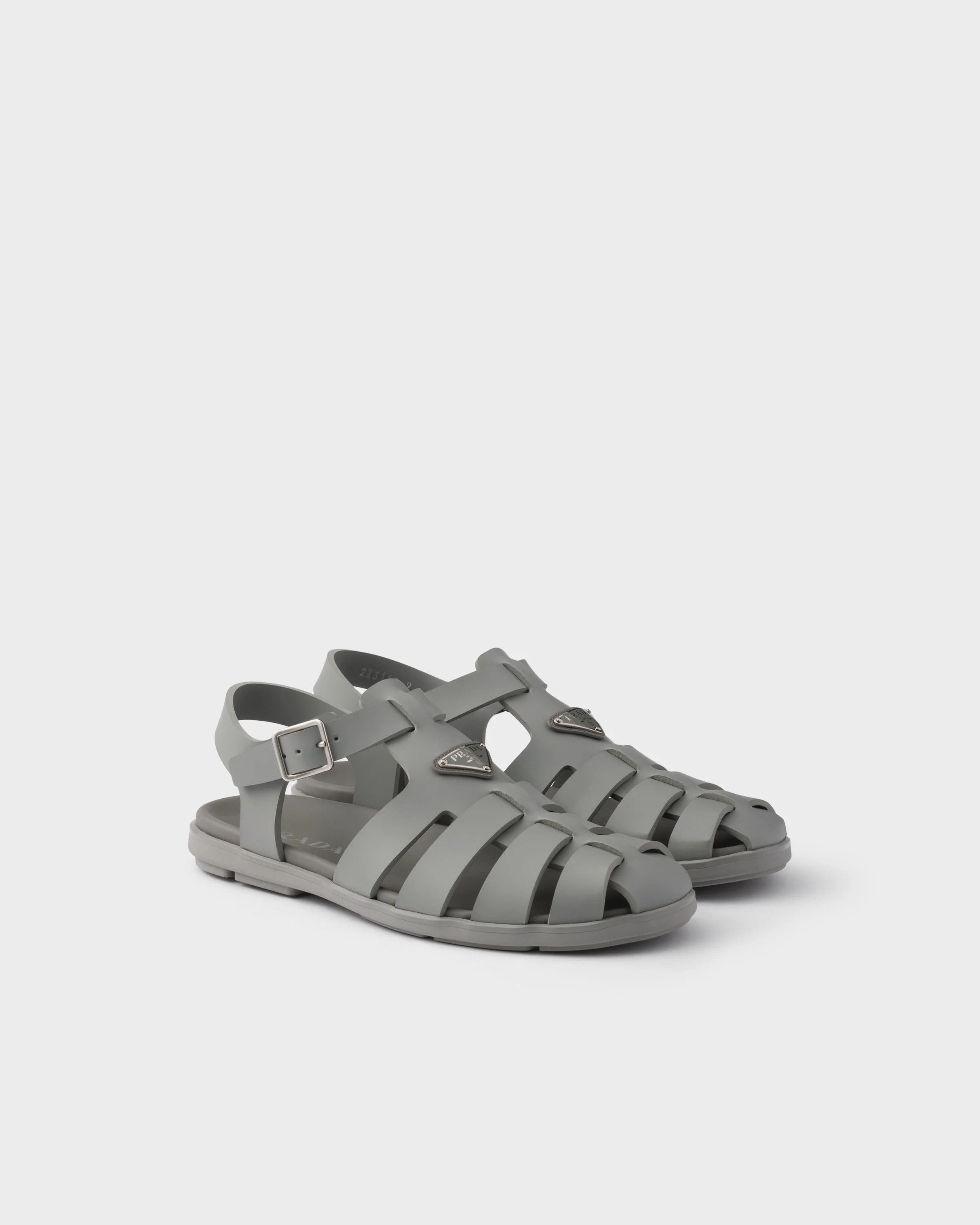 Prada o1mt1gz0526 Rubber Fisherman Sandals in Steel Gray Size US 8 / EU 41 - 2 Thumbnail