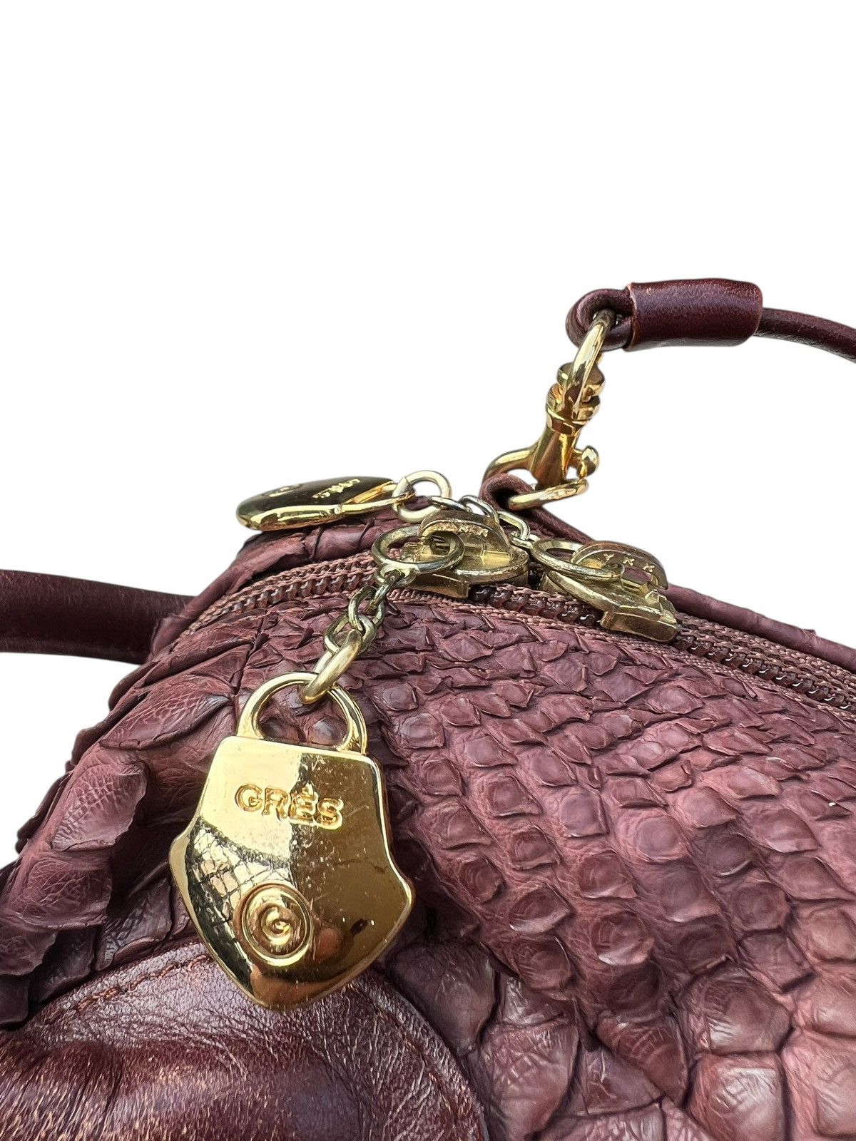 Leather Vintage GRES PARIS Python Skin Leather 2 Way Mini Boston Bag Size ONE SIZE - 20 Thumbnail