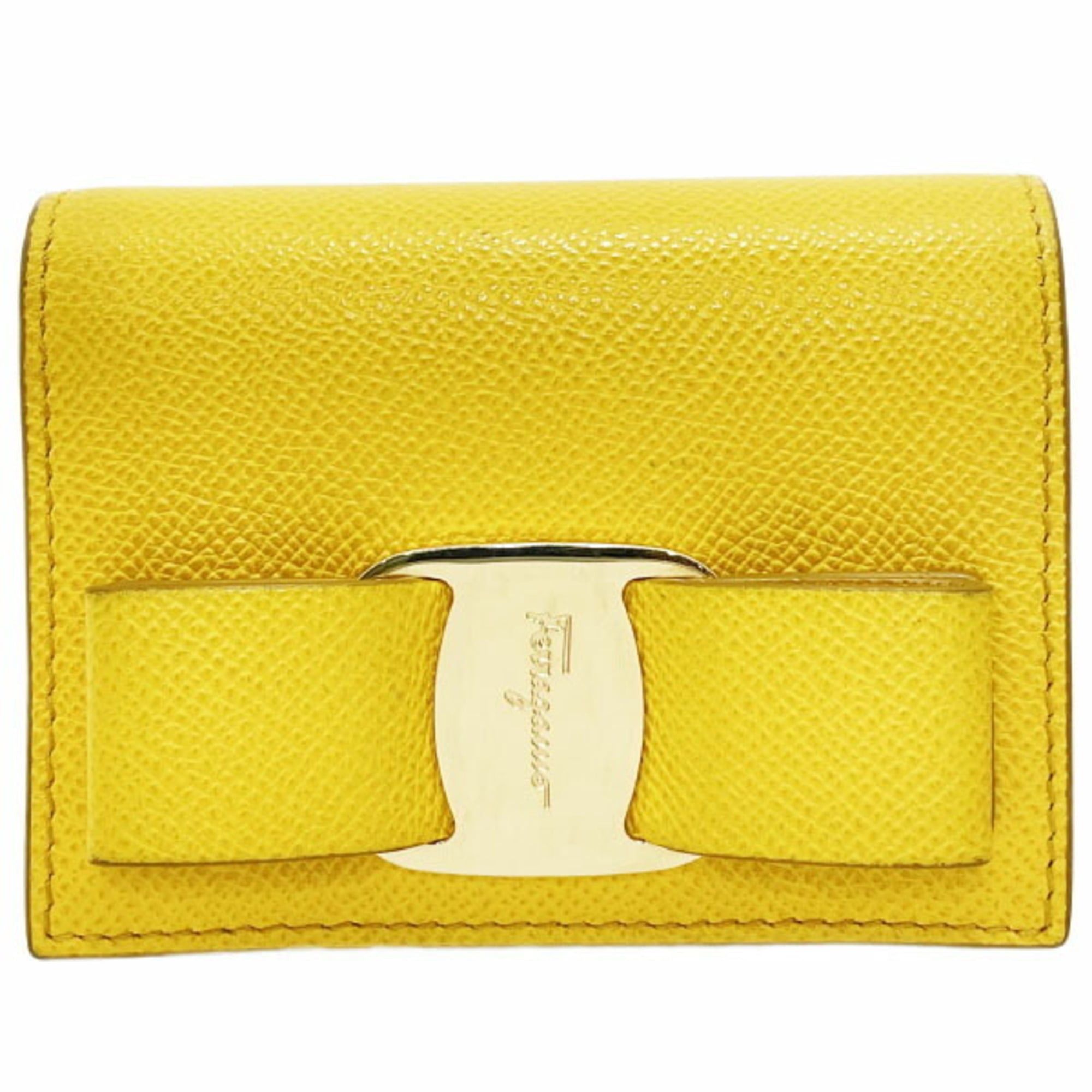 Salvatore Ferragamo Salvatore Ferragamo Vara Bifold Wallet in Yellow Leather, Size 22 (D515) and VARA Compact with Ribbon (MAN-12035). Size ONE SIZE - 1 Thumbnail