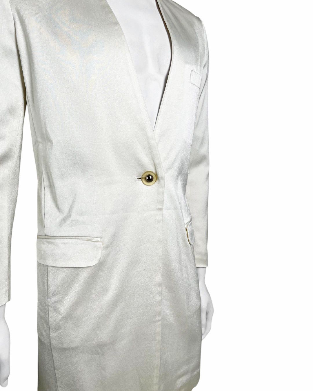 Issey Miyake S/S 2006 White One Button Long Blazer Size US M / EU 48-50 / 2 - 5 Thumbnail
