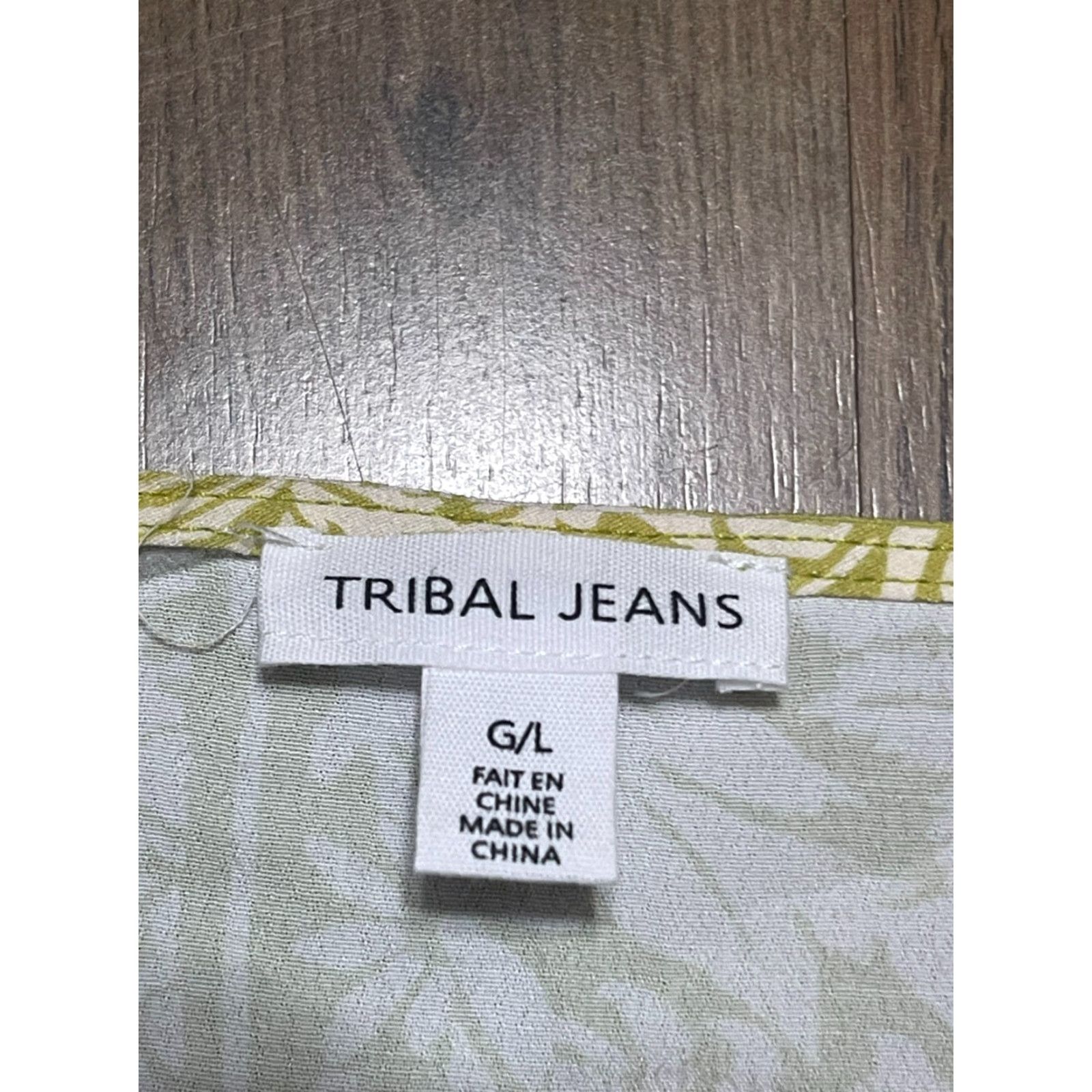 Vintage Tribal Shirt Womens Large Green White Floral V-neck Button Up Front Tie Casual Size L / US 10 / IT 46 - 6 Thumbnail