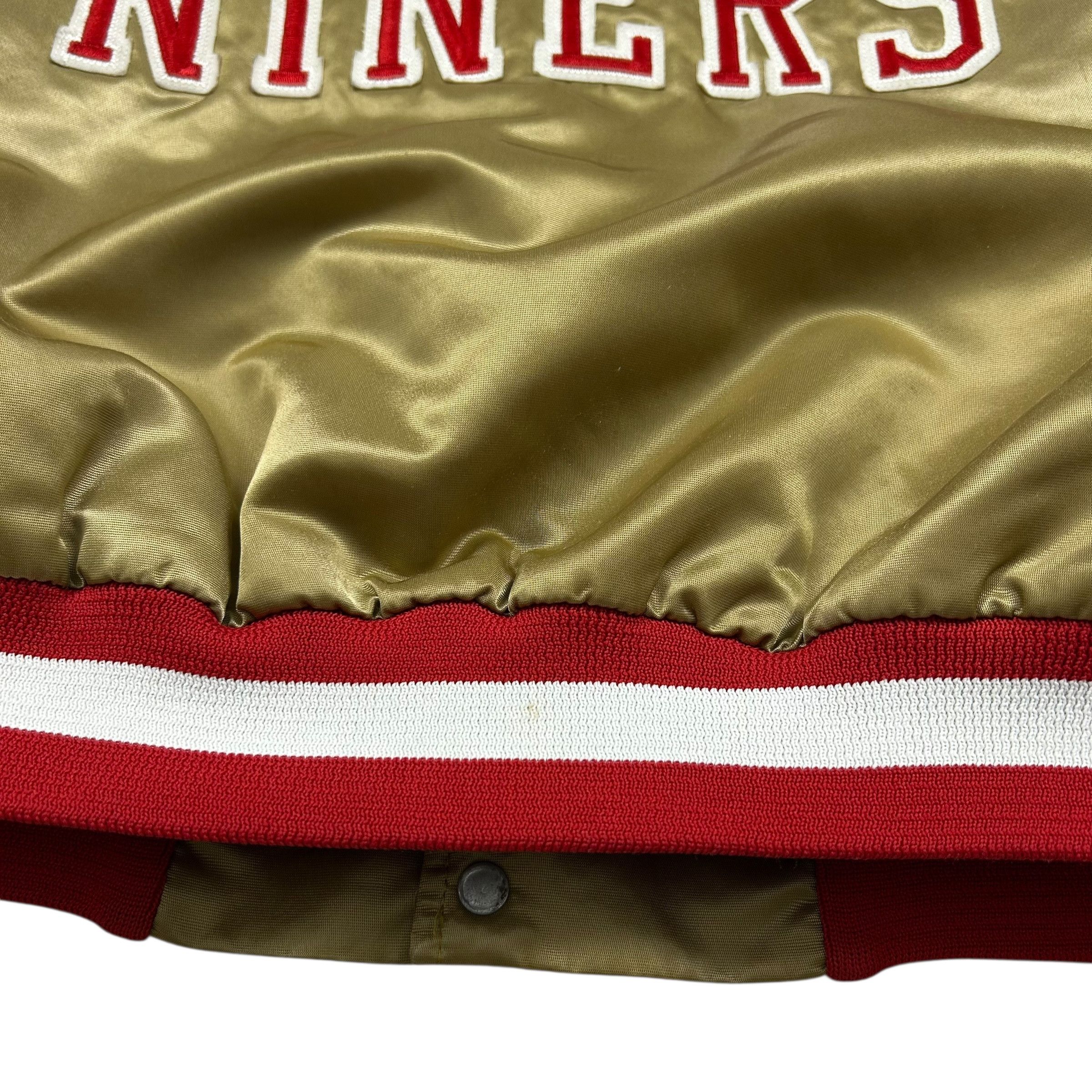 NFL VTG SAN FRANCISCO 49ERS CHALK LINE SATIN JACKET SPELL OUT Size US L / EU 52-54 / 3 - 9 Thumbnail