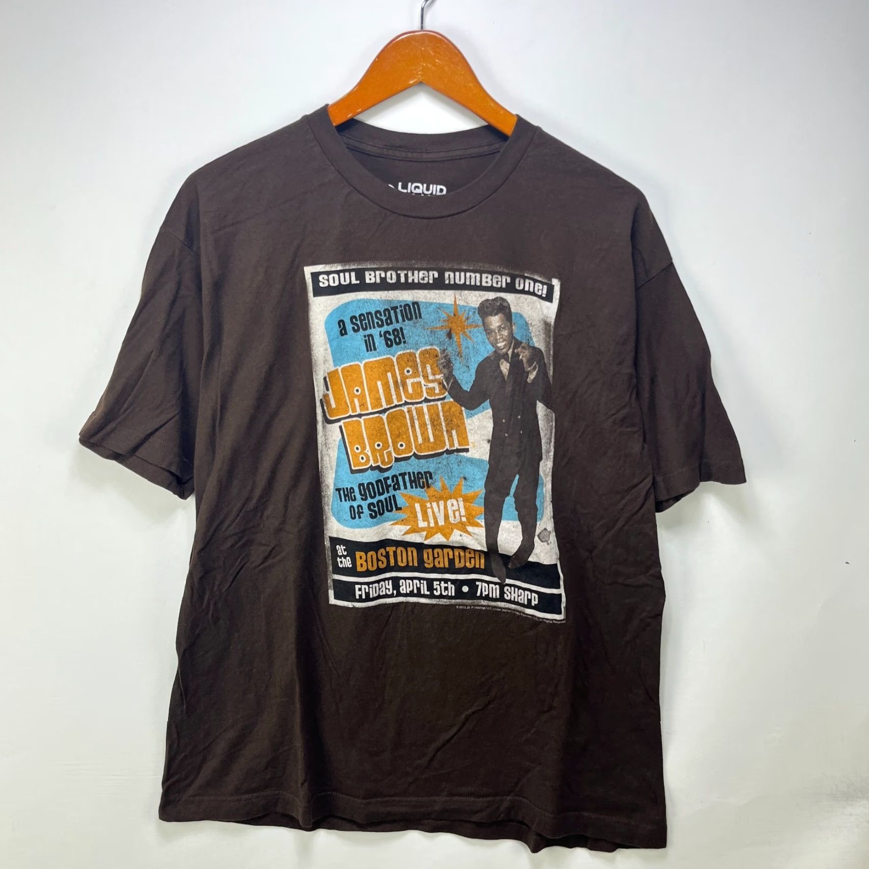Liquid Blue VINTAGE Liquid Blue Shirt XL James Brown 90s Brown Cotton Crew Neck Mens T-Shirt Size US XL / EU 56 / 4 - 2 Thumbnail