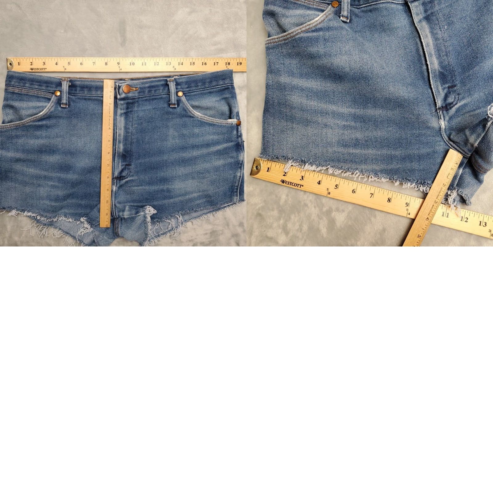 Wrangler VINTAGE Wrangler Shorts Womens 36x3 Faded Whiskered Denim Jorts Made in USA 70s Size 25" / US 0 / IT 36 - 8 Thumbnail