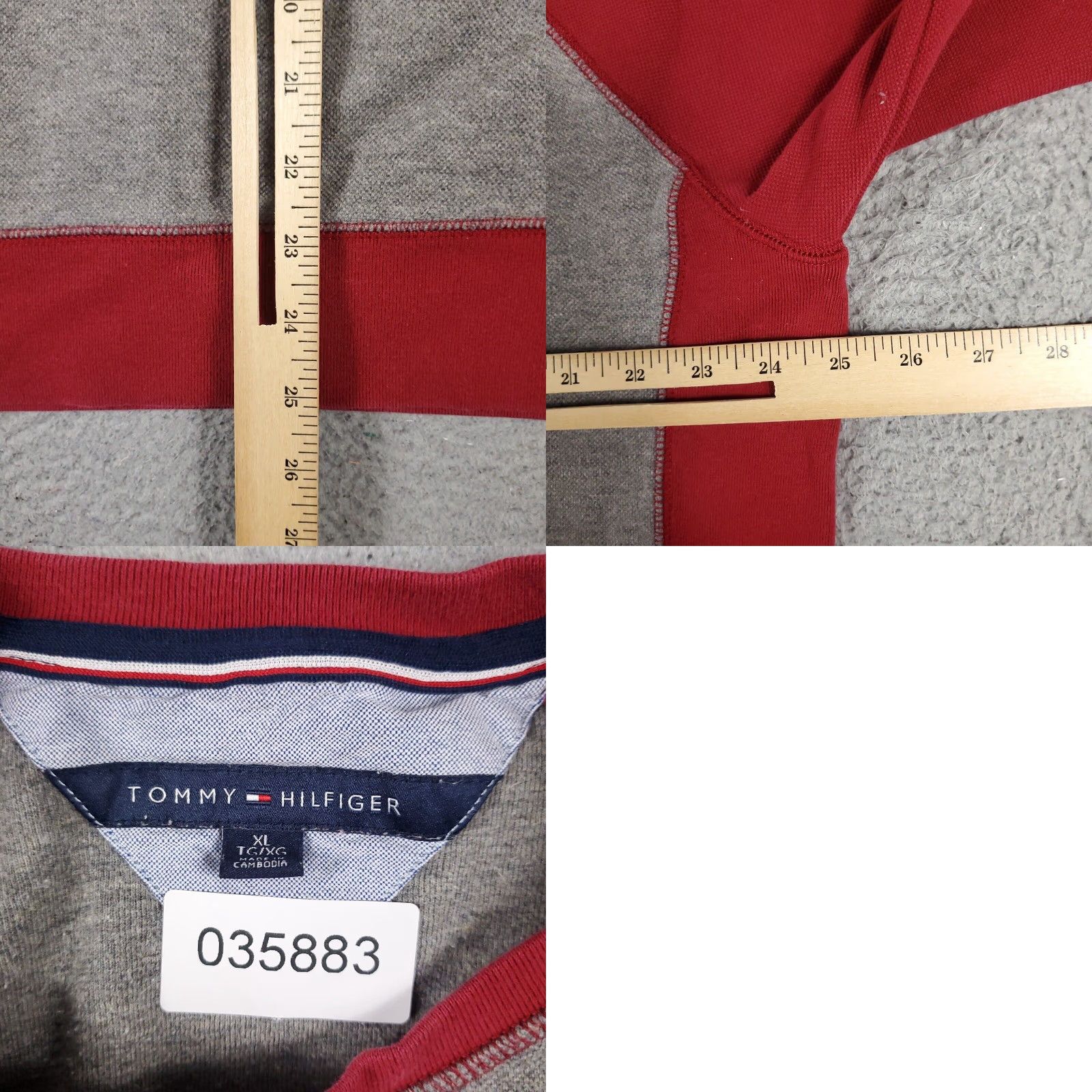 Tommy Hilfiger Tommy Hilfiger Mens Extra Large XL Gray Red Casual Pullover Sweater Size US XL / EU 56 / 4 - 8 Thumbnail