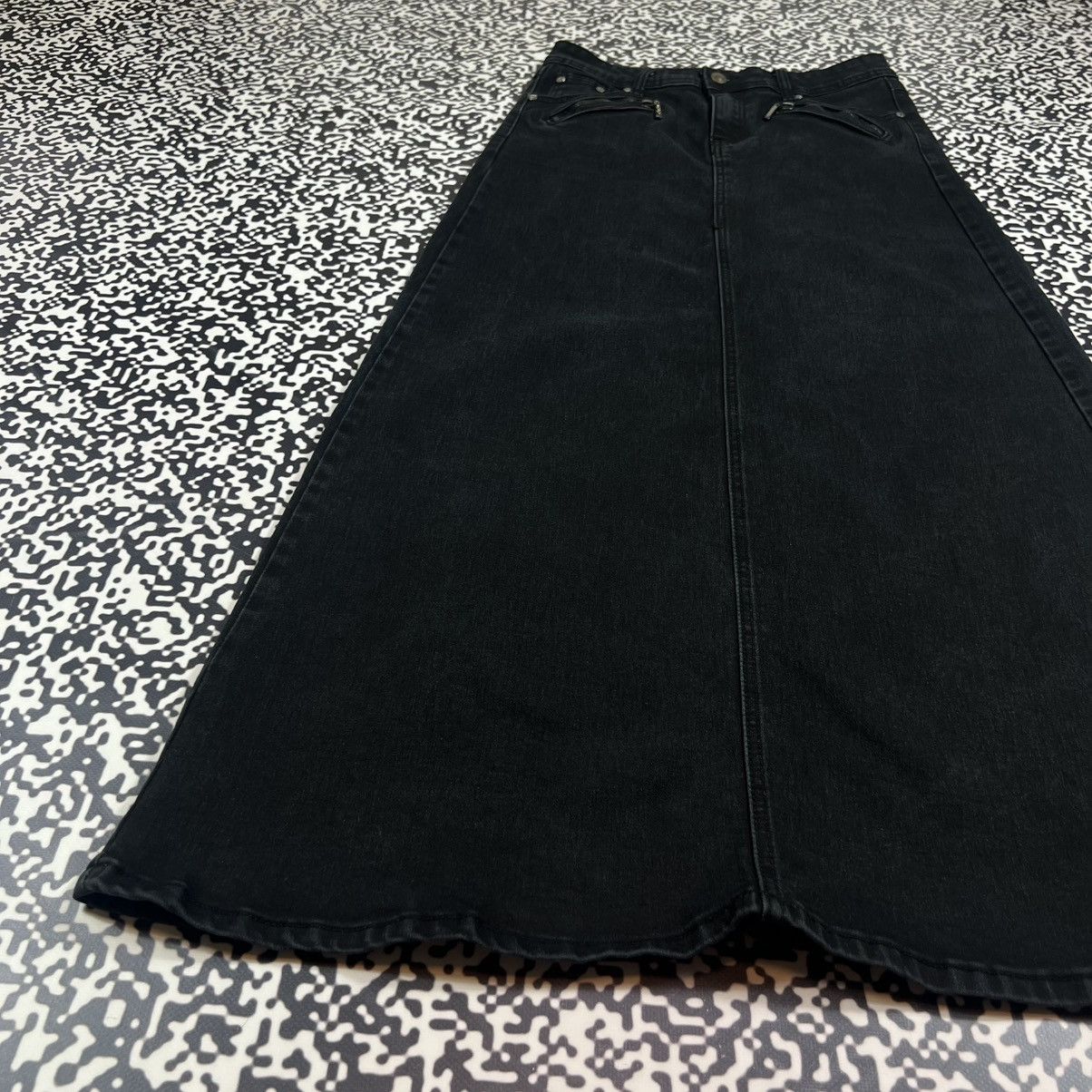 Japanese Brand Vintage Y2K Japanese Style Flared Sexy Denim Maxi Skirt Size 28" / US 6 / IT 42 - 9 Thumbnail