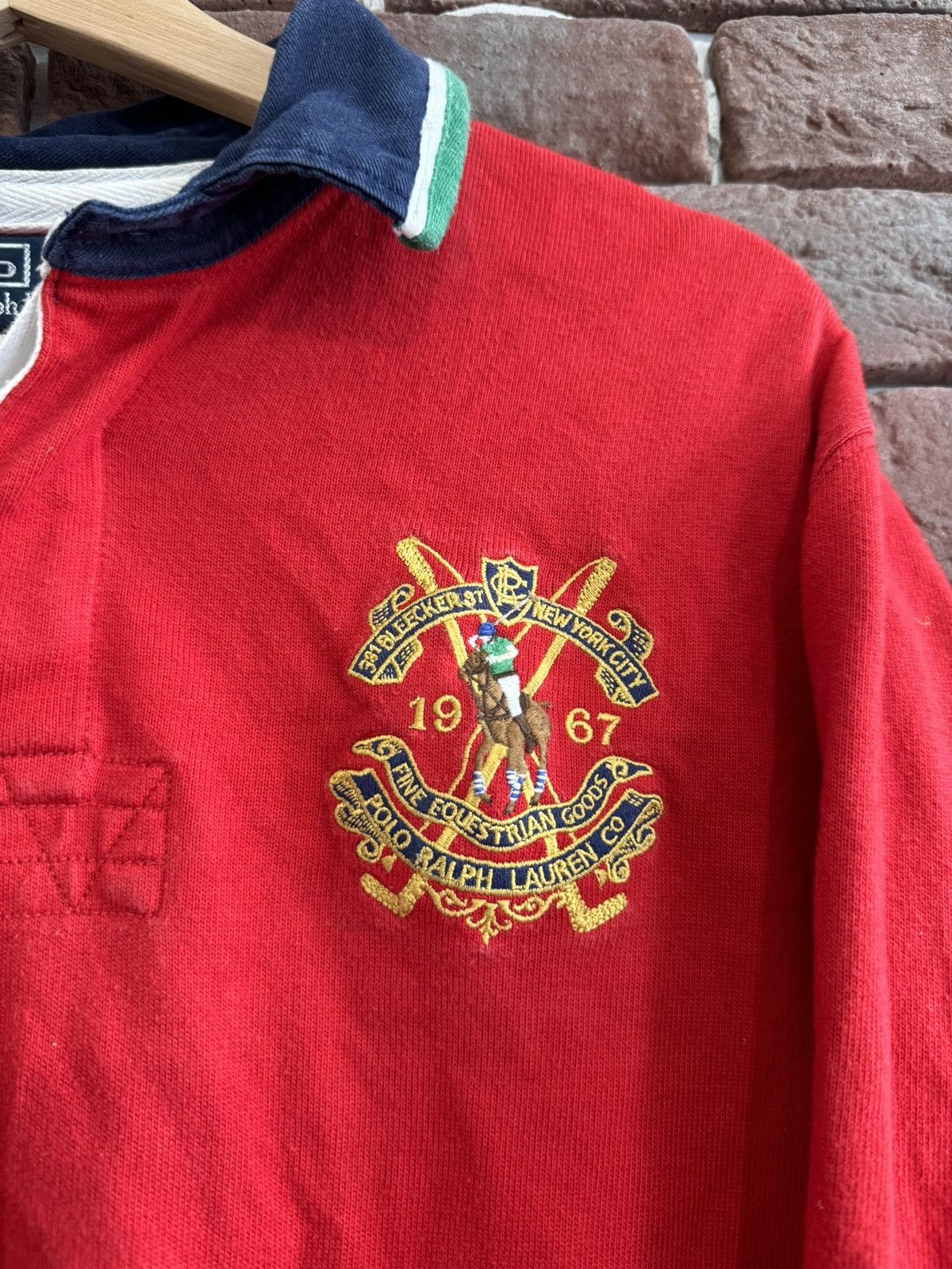 Vintage Polo Ralph Lauren USA Rugby Polo Shirt Rare Hype Red L Rare Size US L / EU 52-54 / 3 - 3 Thumbnail