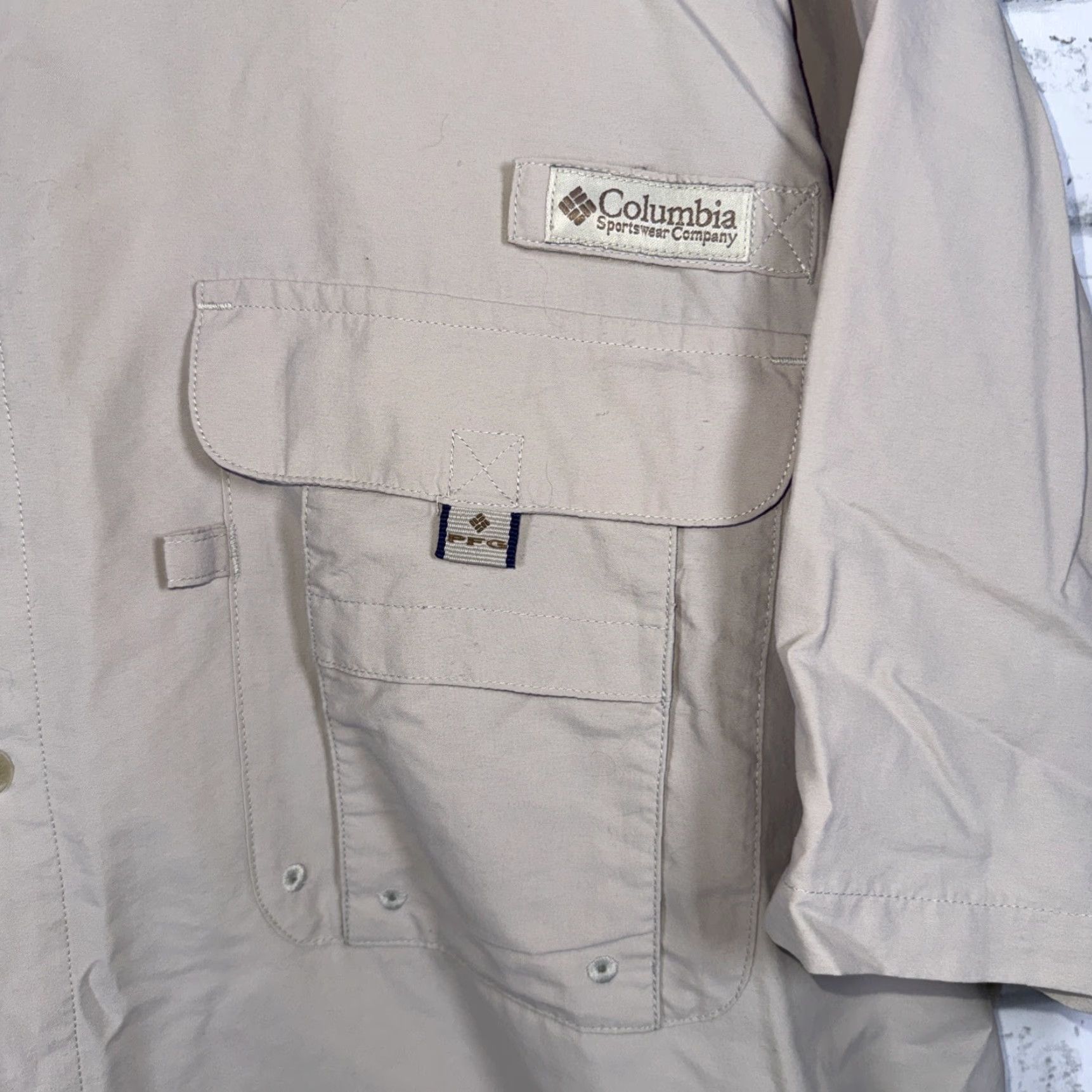Vintage Columbia Mens Size XL Beige PFG Vented Button Up Fishing Shirt Size US XL / EU 56 / 4 - 2 Thumbnail