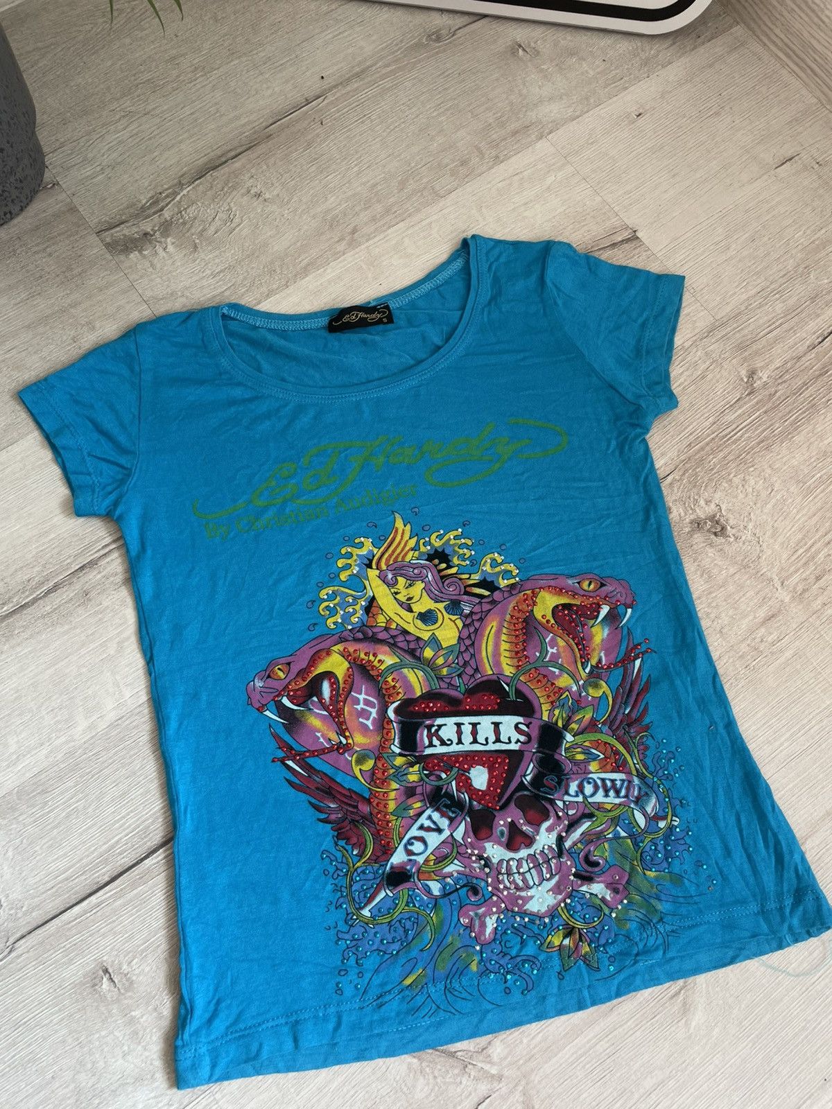 Hysteric Glamour × If Six Was Nine Vntg Ed Hardy By Christian Audigier Baby Tee Crop Top Y2k US Size S / US 4 / IT 40 - 3 Thumbnail