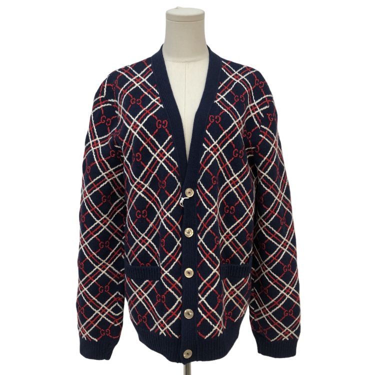 Gucci Gucci GG Logo Plaid Cardigan Size L Size US L / EU 52-54 / 3 - 1 Thumbnail