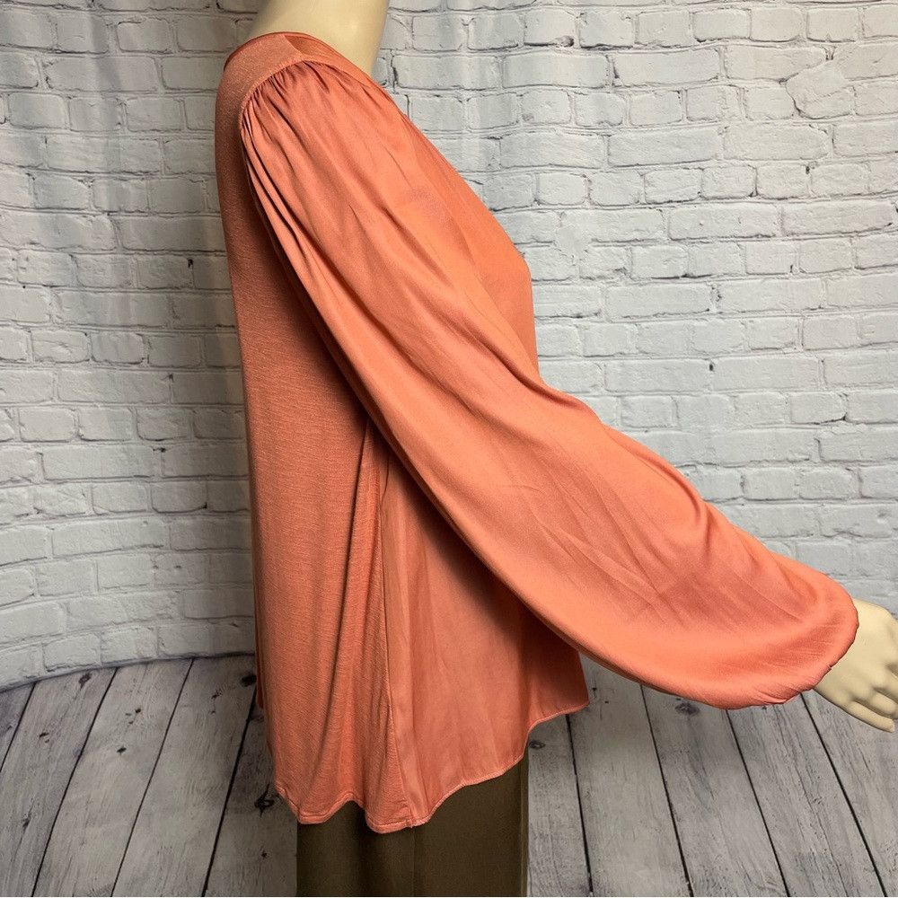 Ann Taylor NWT New Ann Taylor Balloon Sleeve Rayon Burnt Orange Blouse Size XS / US 0-2 / IT 36-38 - 3 Thumbnail