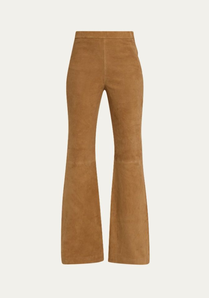 KOBI HALPERIN Kobi Halperin Joelle Real Suede Flare Pants In Bronze ( XL ) Size 36" / US 14 / IT 50 - 2 Thumbnail