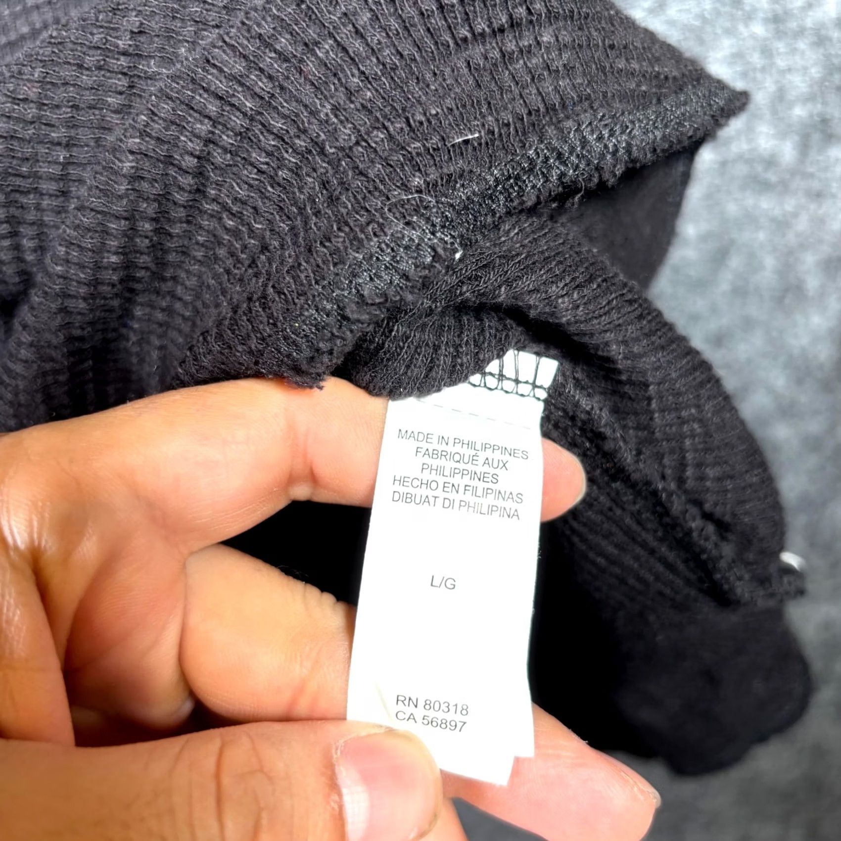 Lucky Brand Lucky Brand Thermal T-Shirt Men’s L Black Waffle Knitted Henley Raglan Sleeve Size US L / EU 52-54 / 3 - 7 Thumbnail