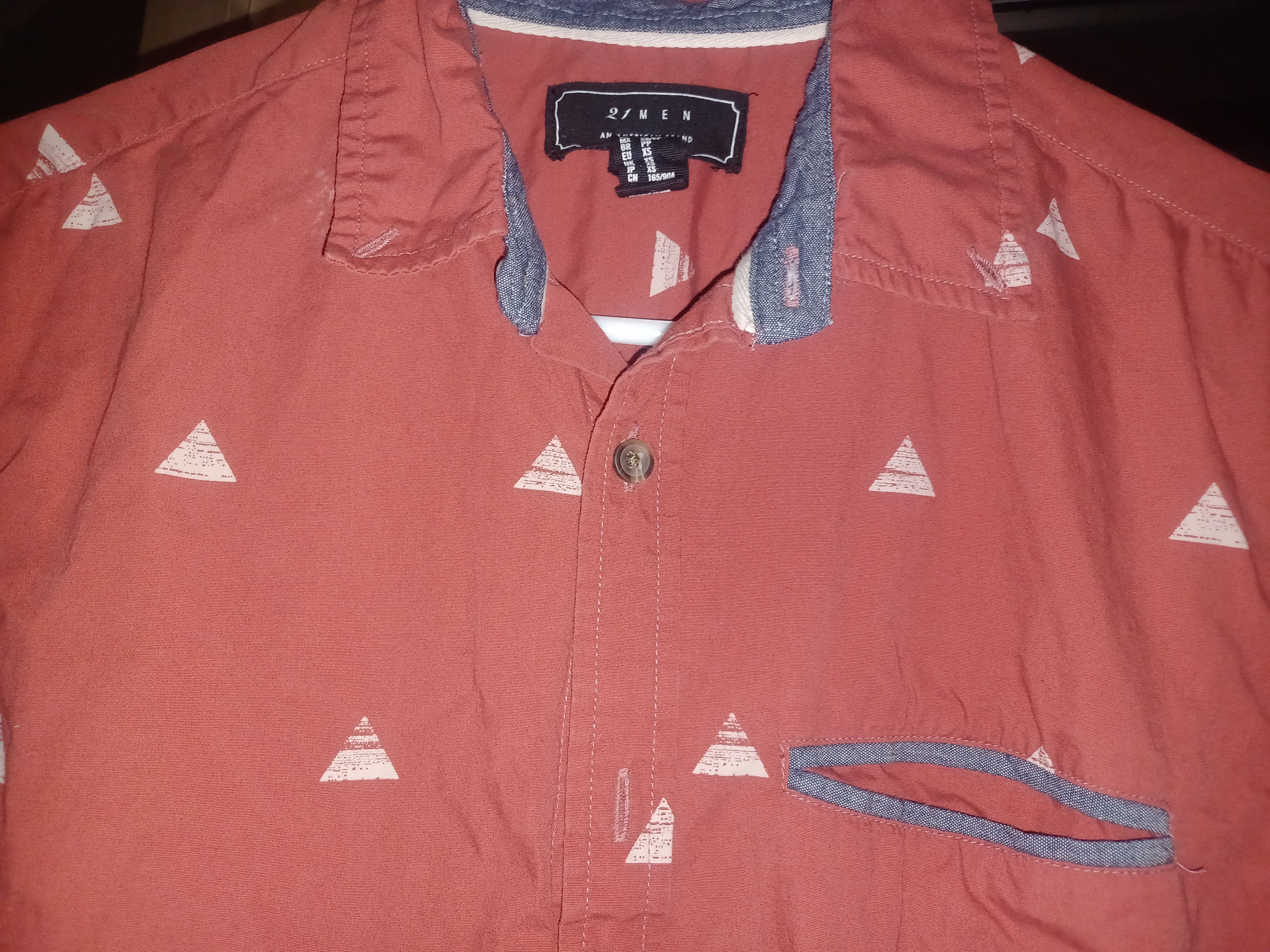 21 Men 21 Men Button-Up Shirt XS Rust with White Triangles Size US XS / EU 42 / 0 - 3 Thumbnail