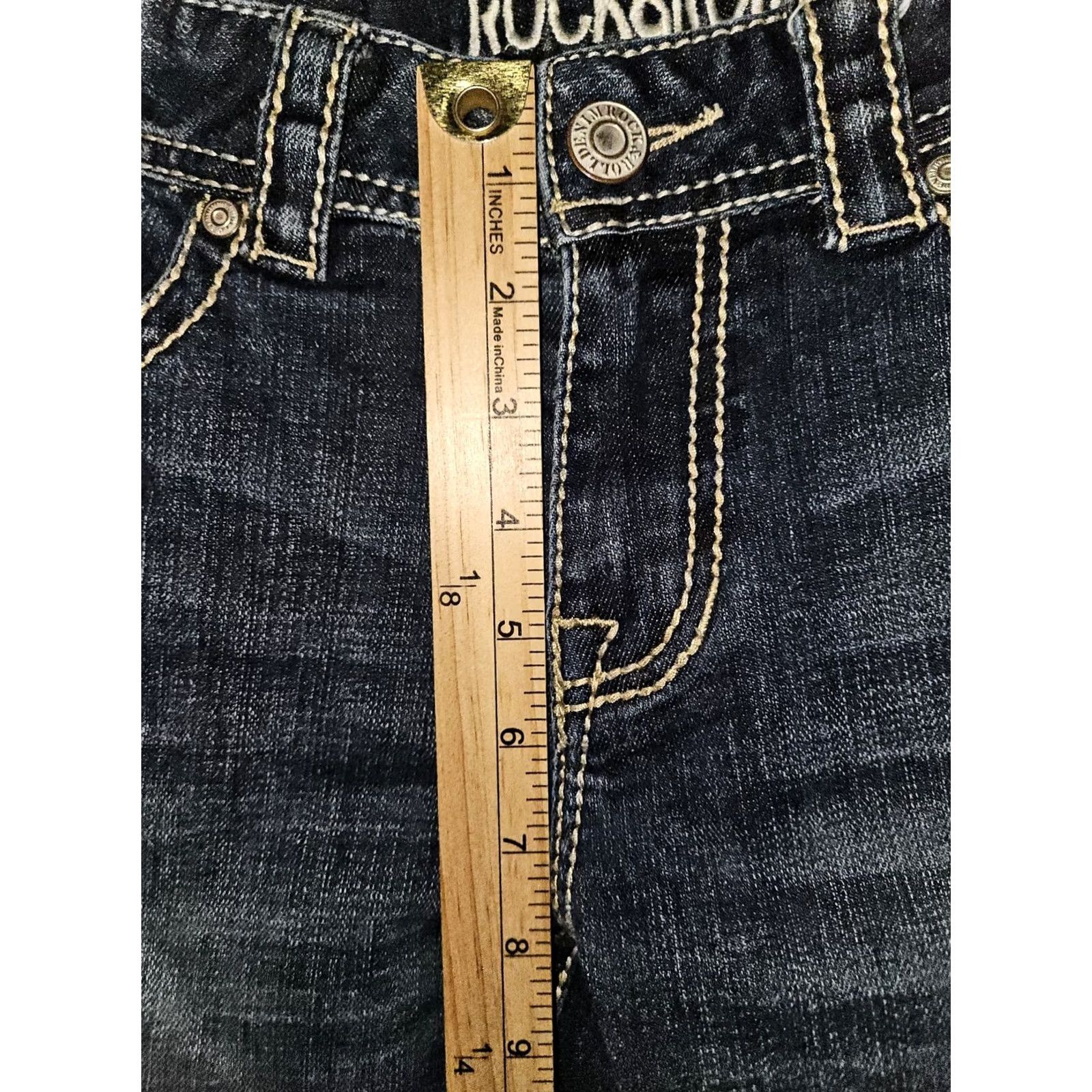 Vintage VINTAGE Rock And Roll Cowgirl Jeans Bootcut Women's 26x34 Blue Embroidered Logo Low Rise Denim Size 26" / US 2 / IT 38 - 6 Thumbnail