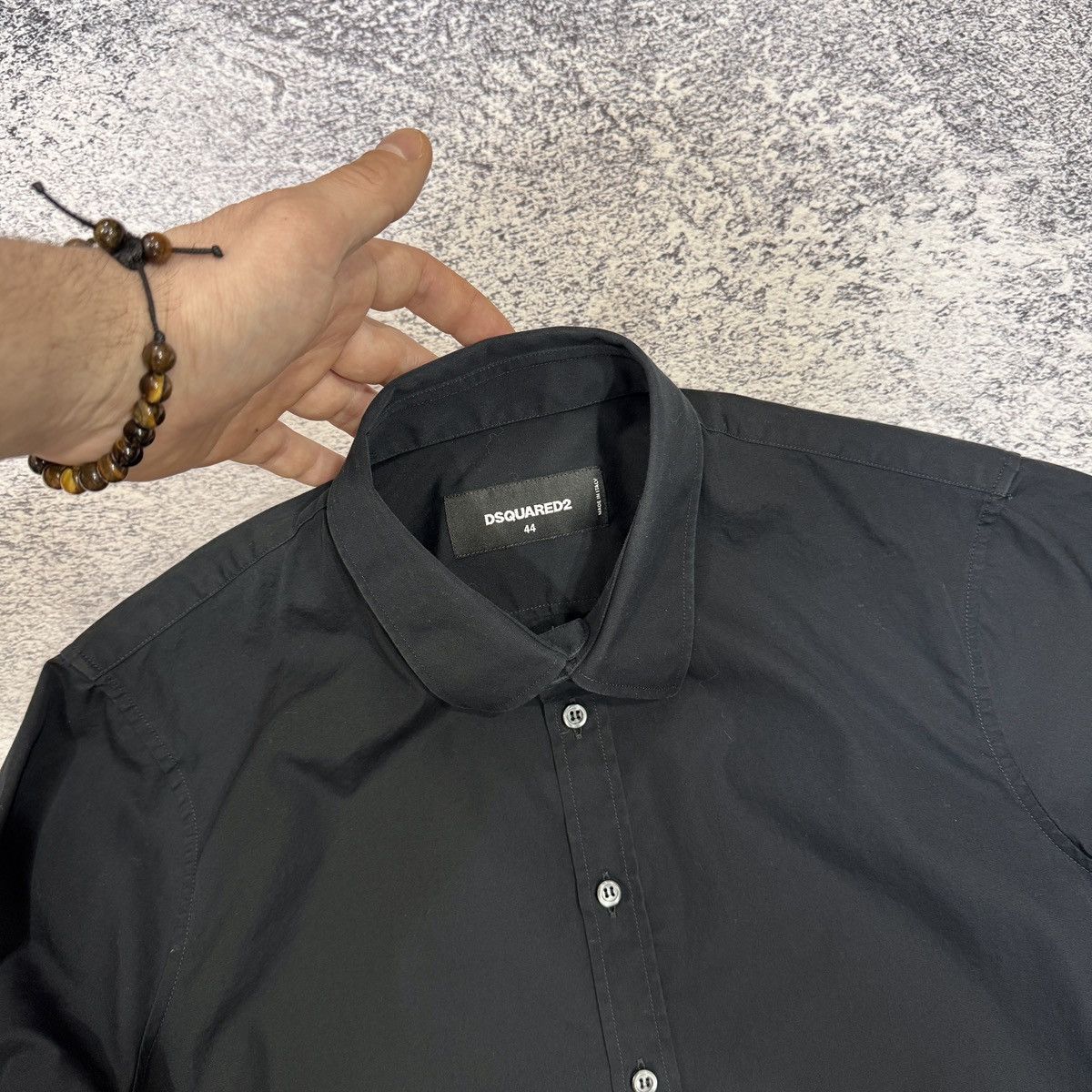 Dsquared2 Dsquared2 Mens Classic Black Cotton Shirt Metal Logo Plate S Size US S / EU 44-46 / 1 - 7 Thumbnail