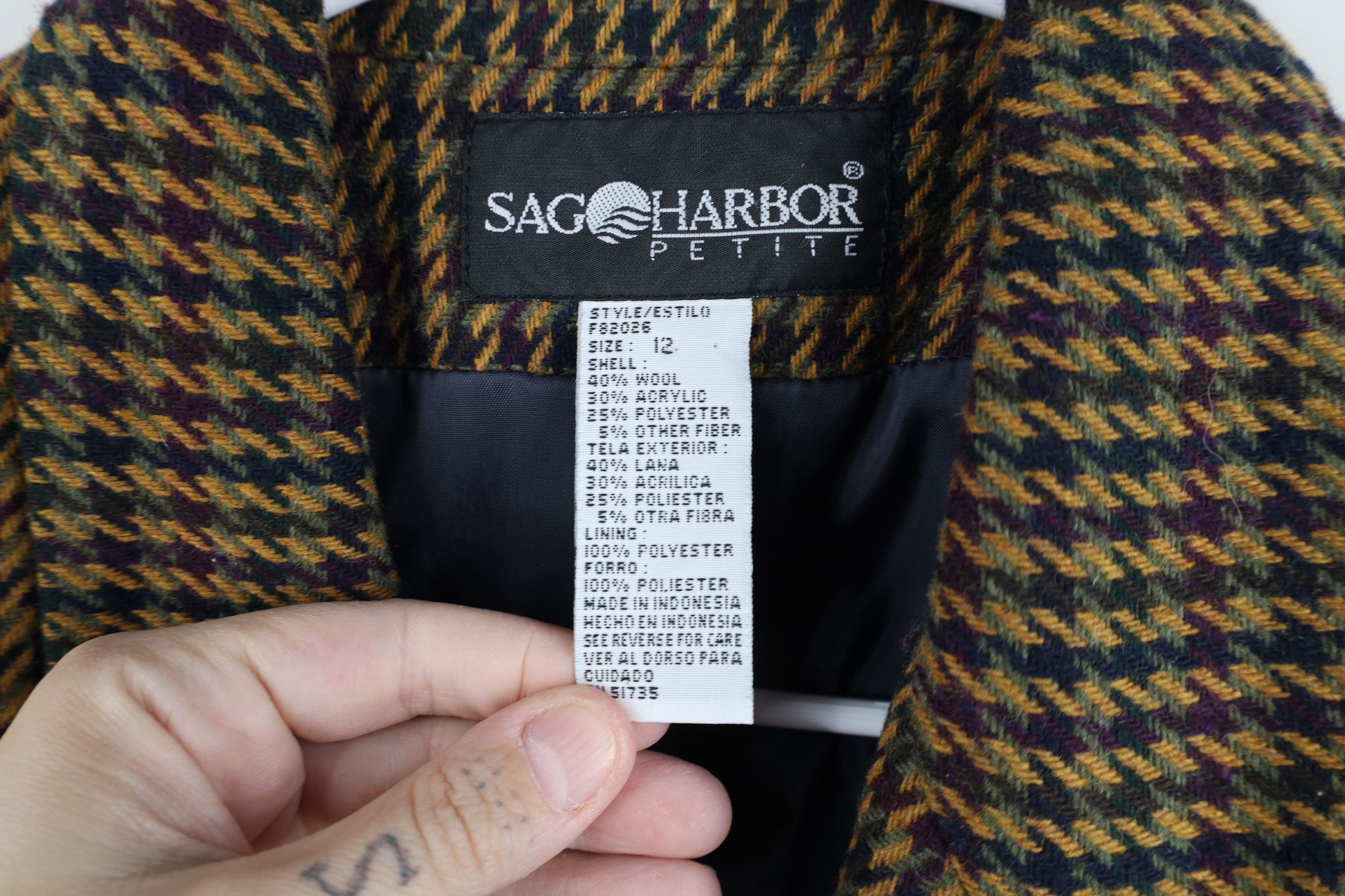 Vintage Vintage 90s Streetwear Houndstooth Wool Suit Blazer Jacket Size XL / US 12-14 / IT 48-50 - 7 Thumbnail
