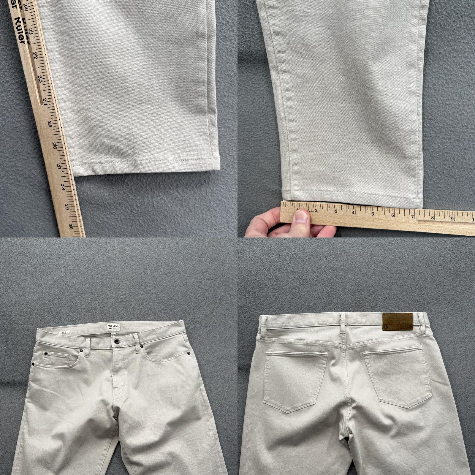 Todd Snyder Todd Snyder Pants Mens 35 Beige Stretch 5-Pocket Chino Slim Fit Denim Tapered Front Zip 28in Inseam Casual Business Mens Size US 35 - 8 Thumbnail