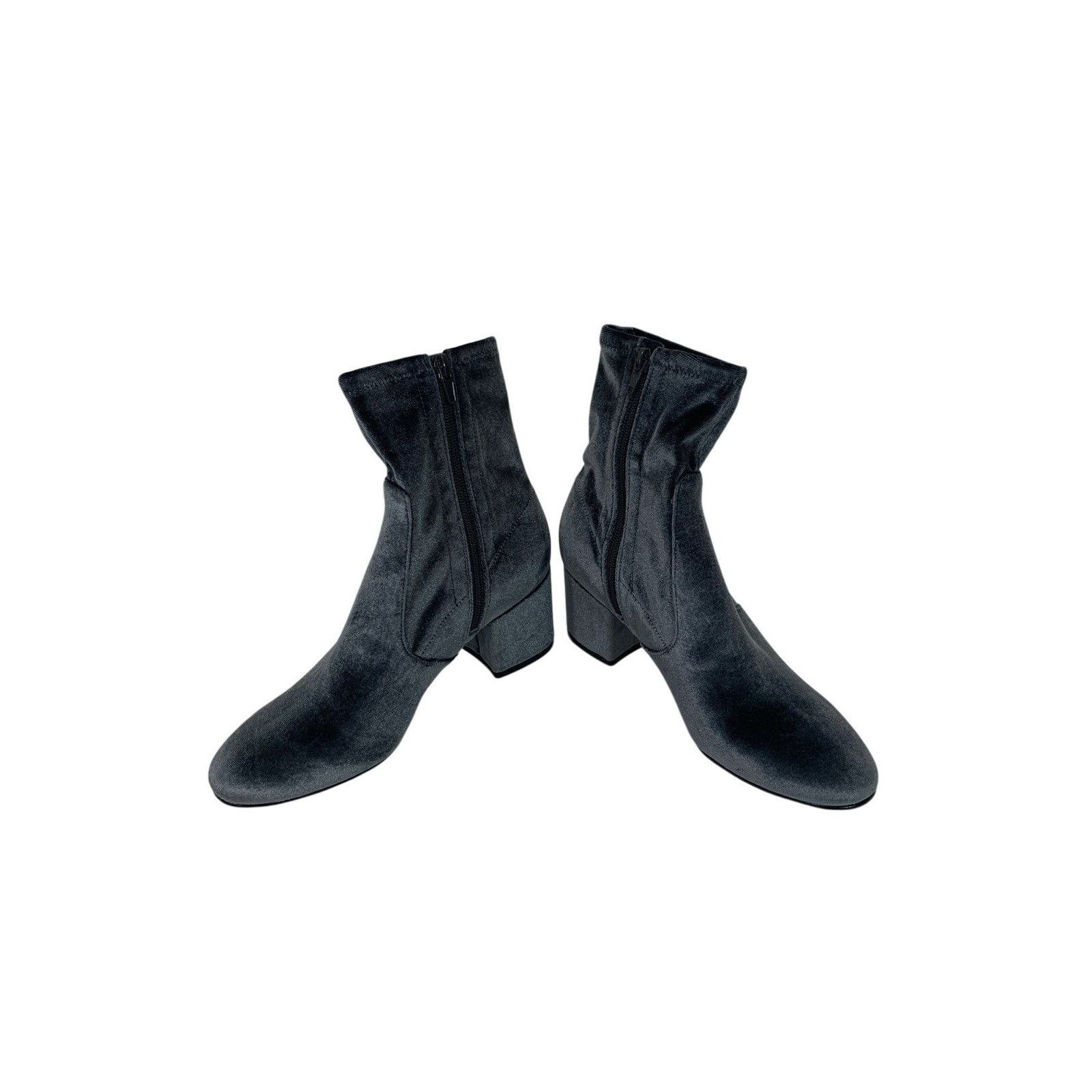 Other Ivanka Trump Velvet Ankle Boots Grey 8.5 2.5” Chunky Heel Si Size US 8.5 / IT 38.5 - 10 Thumbnail