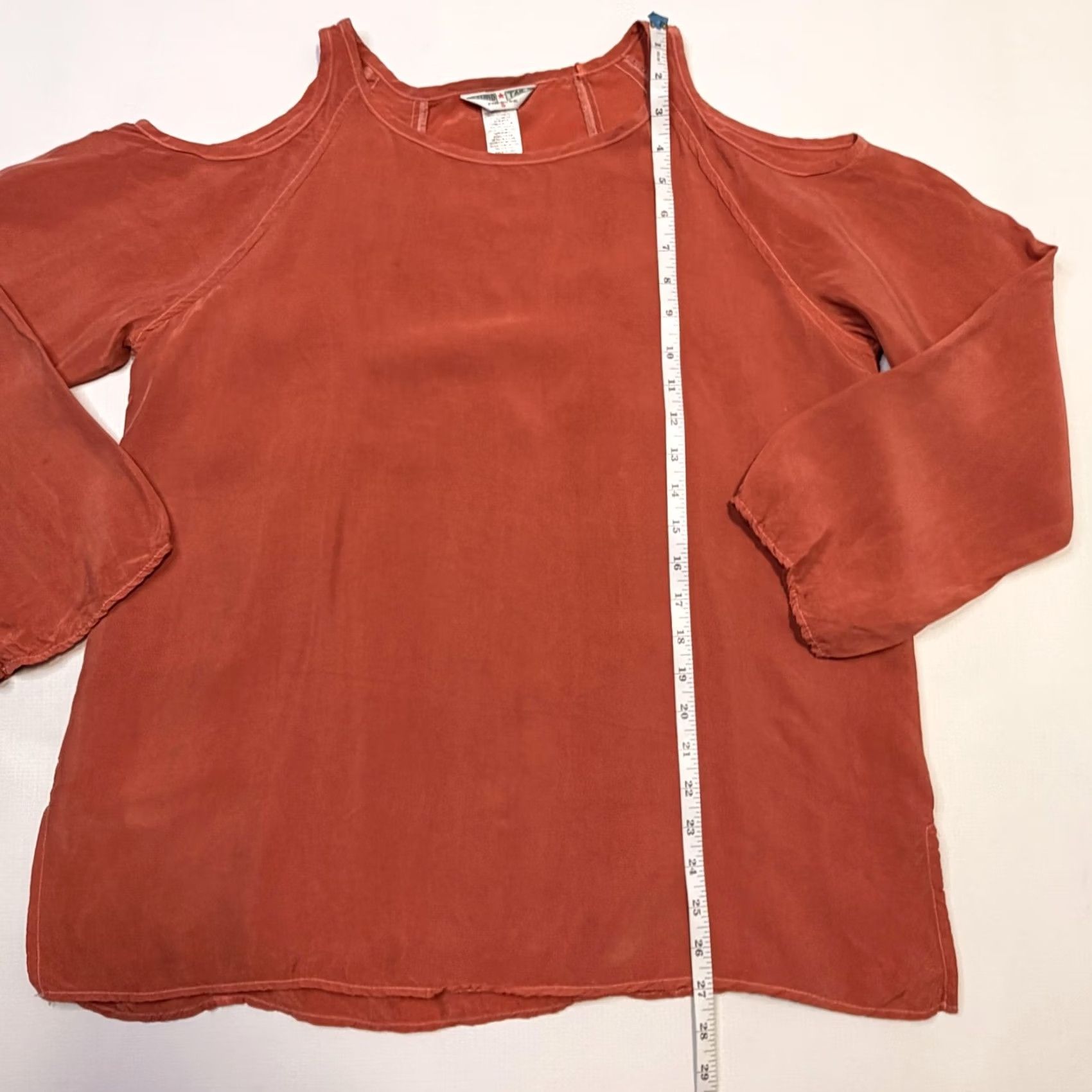 Hard Tail Hard Tail Womens Shirt Small Rust Orange Cold Shoulder Long Sleeve Blouse Tourniquet Size S / US 4 / IT 40 - 5 Thumbnail