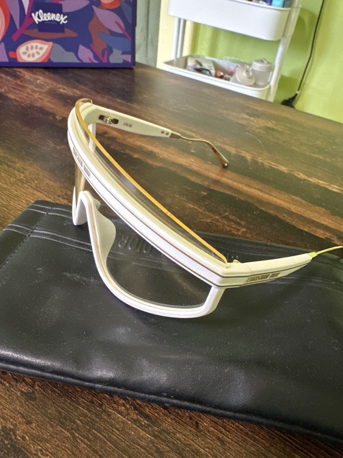 Christian Dior Monsieur Christian Dior Shield Sunglasses White Gold Lens Size ONE SIZE - 8 Thumbnail