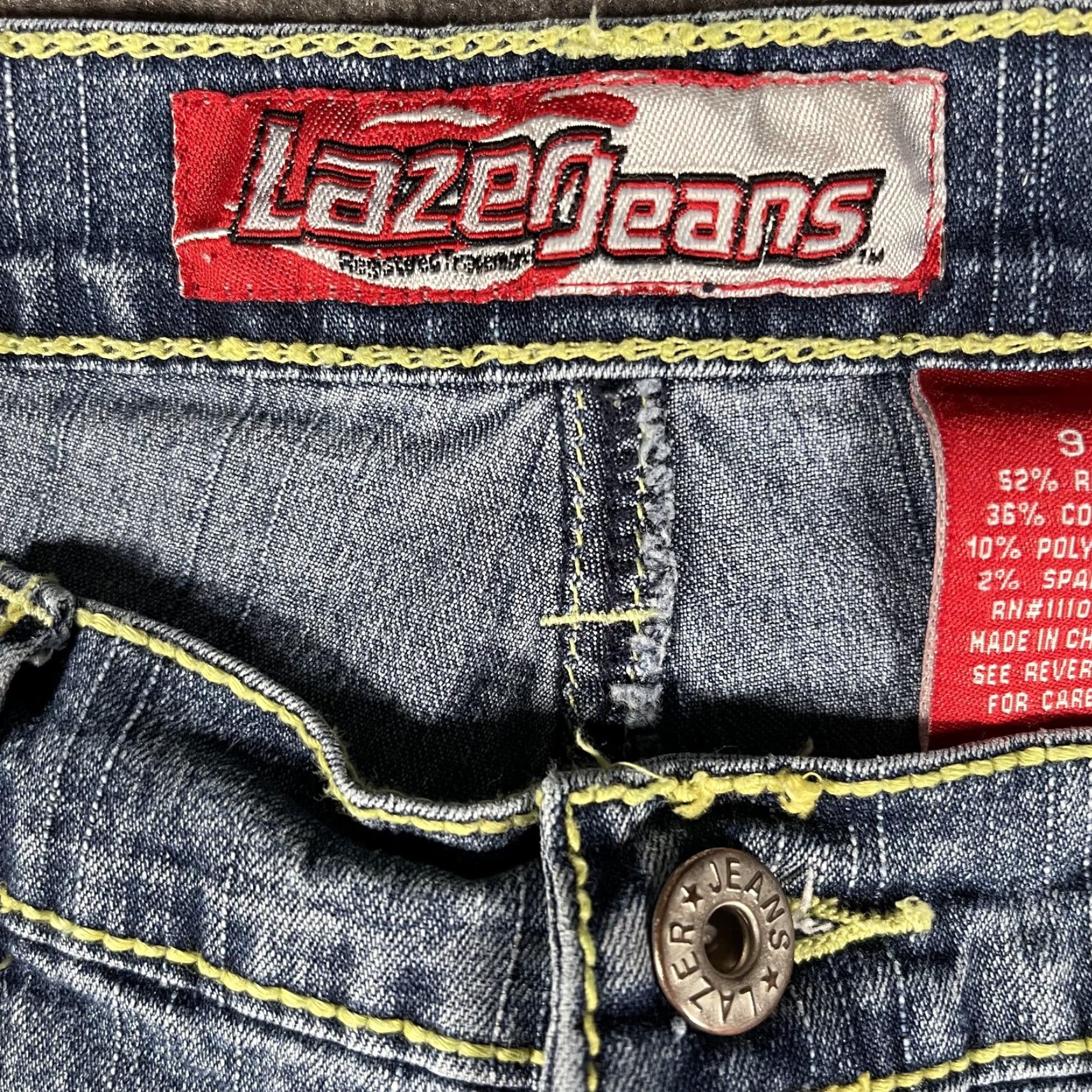 Vintage Lazer Jeans Jeans Womens 9 Blue Straight Low Rise Embroidered Pockets Stretch Size 30" / US 8 / IT 44 - 4 Thumbnail