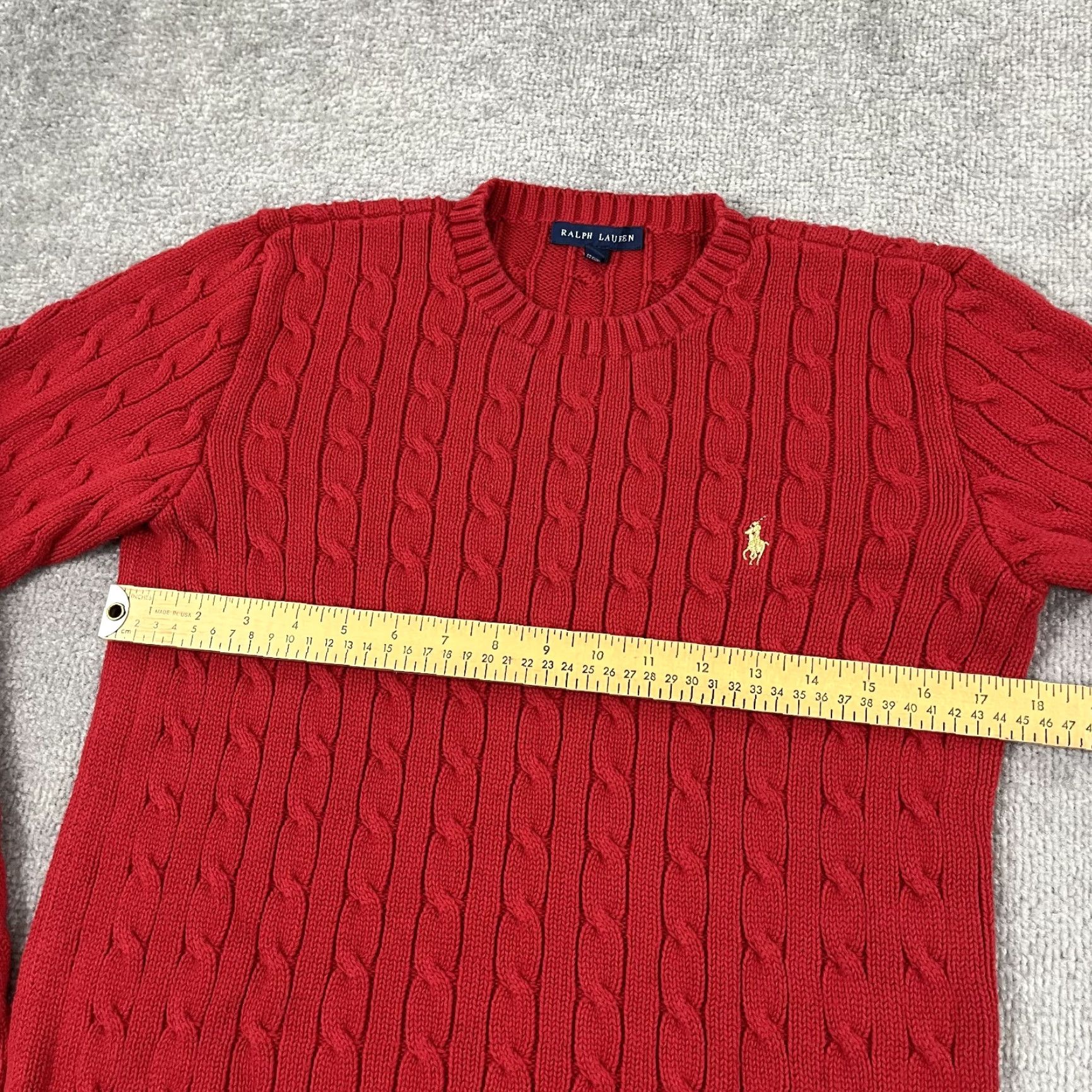 Ralph Lauren Vintage Ralph Lauren Sweater Women Large Crew Neck Cable Knit Red Preppy Pullover Size L / US 10 / IT 46 - 5 Thumbnail
