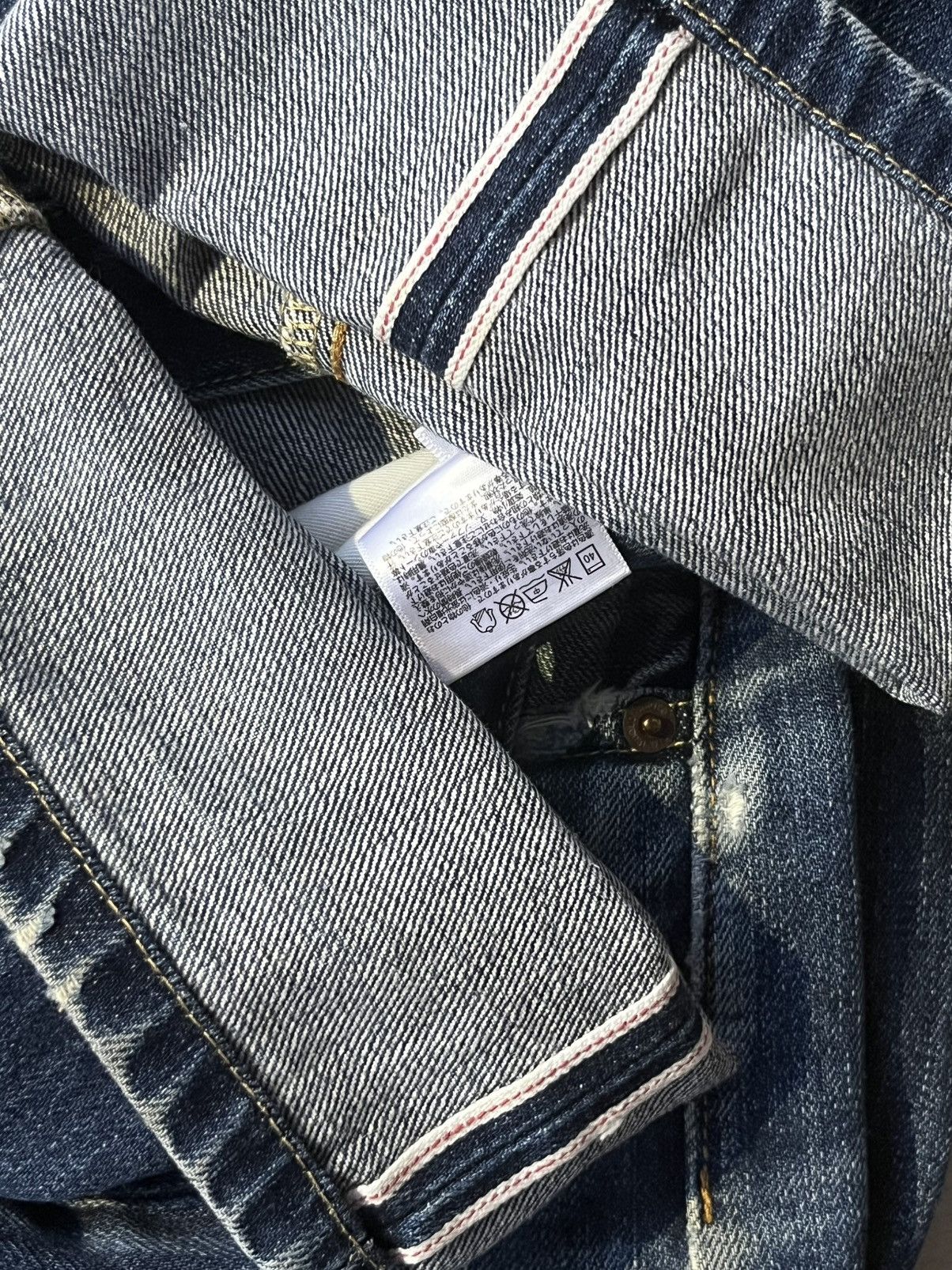 Undercover × Uniqlo Vintage Japanese Brand Blue Washed Distressed Redline Jeans Size US 32 / EU 48 - 10 Thumbnail